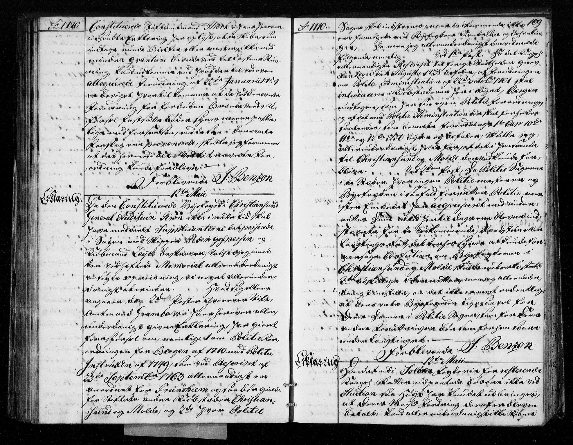 Stattholderembetet 1572-1771, AV/RA-EA-2870/Bf/L0008: Stattholderprotokoll (allmenn kopibok), 1769-1770, p. 168b-169a