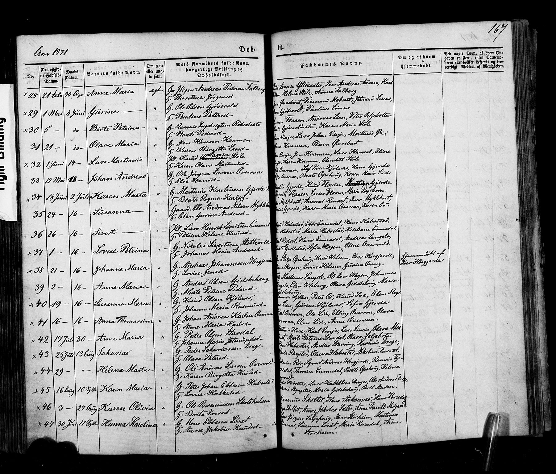 Ministerialprotokoller, klokkerbøker og fødselsregistre - Møre og Romsdal, AV/SAT-A-1454/520/L0275: Parish register (official) no. 520A05, 1844-1881, p. 167