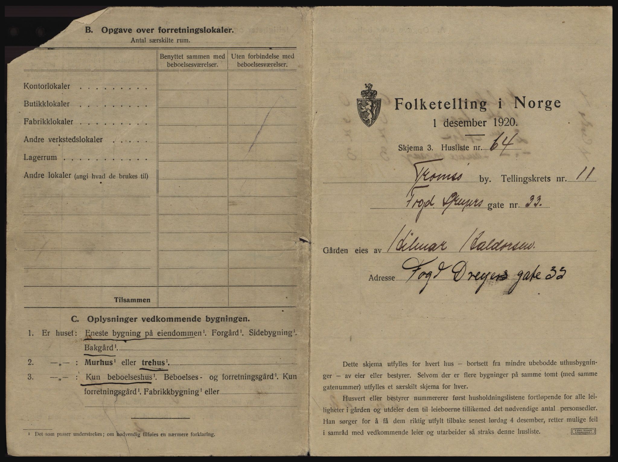 SATØ, 1920 census for Tromsø, 1920, p. 1951