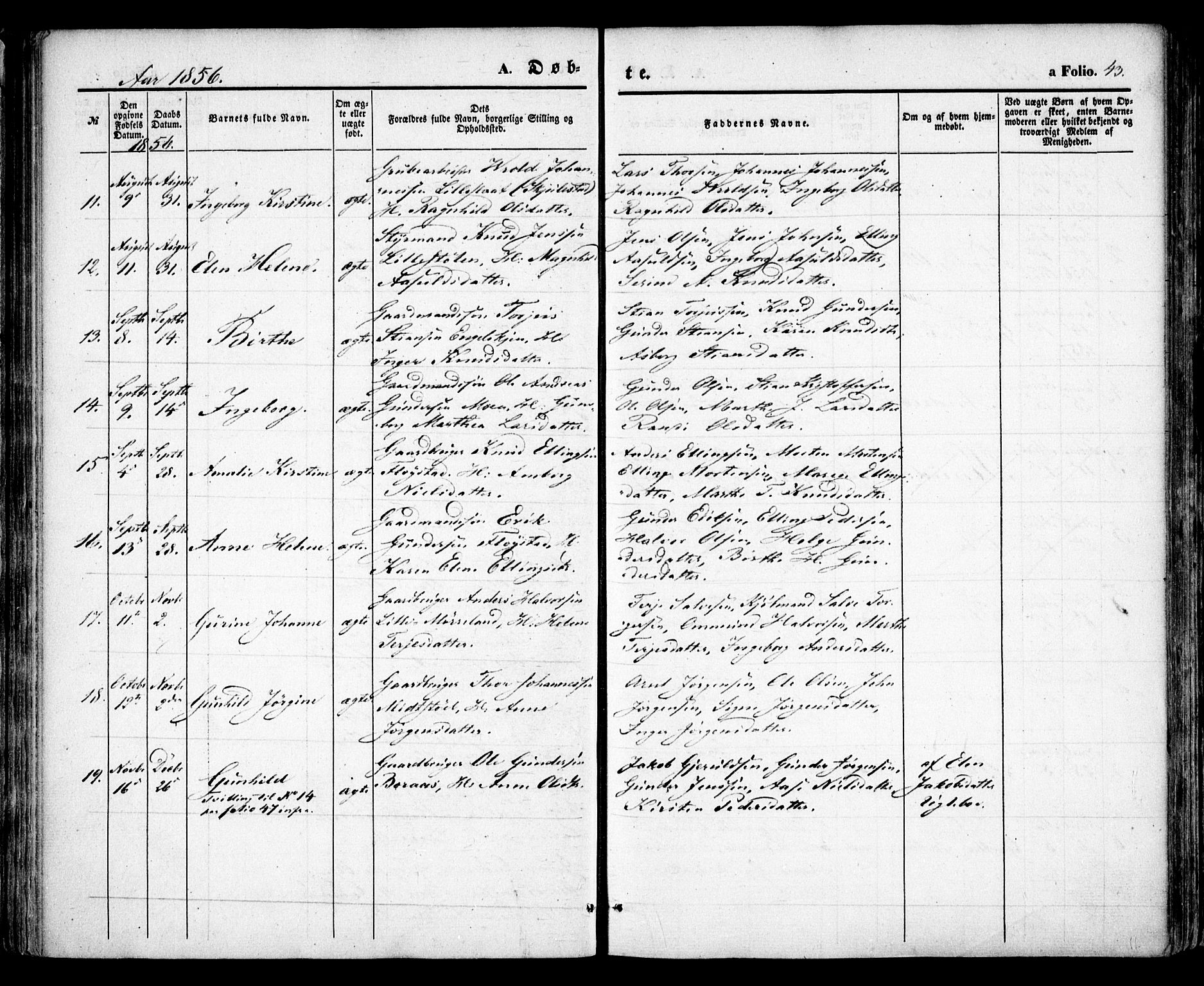 Austre Moland sokneprestkontor, AV/SAK-1111-0001/F/Fa/Faa/L0007: Parish register (official) no. A 7, 1847-1857, p. 43