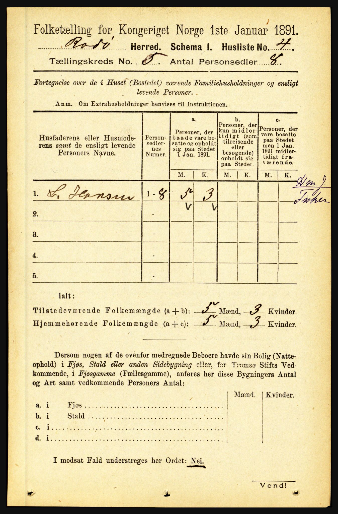 RA, 1891 census for 1836 Rødøy, 1891, p. 2350