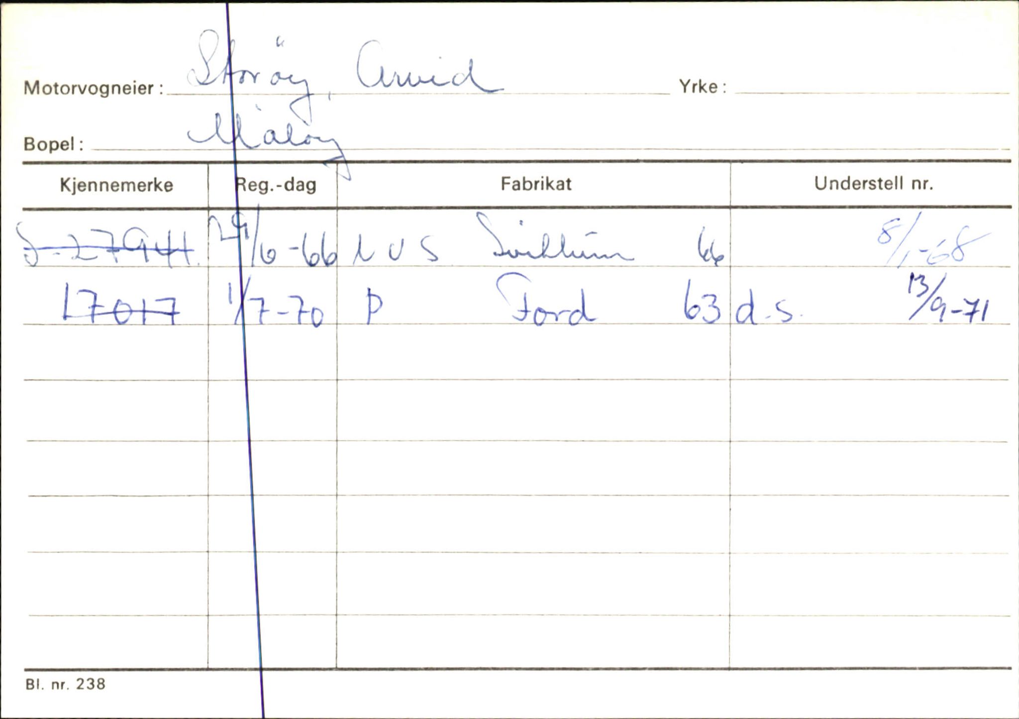 Statens vegvesen, Sogn og Fjordane vegkontor, SAB/A-5301/4/F/L0145: Registerkort Vågsøy S-Å. Årdal I-P, 1945-1975, p. 270