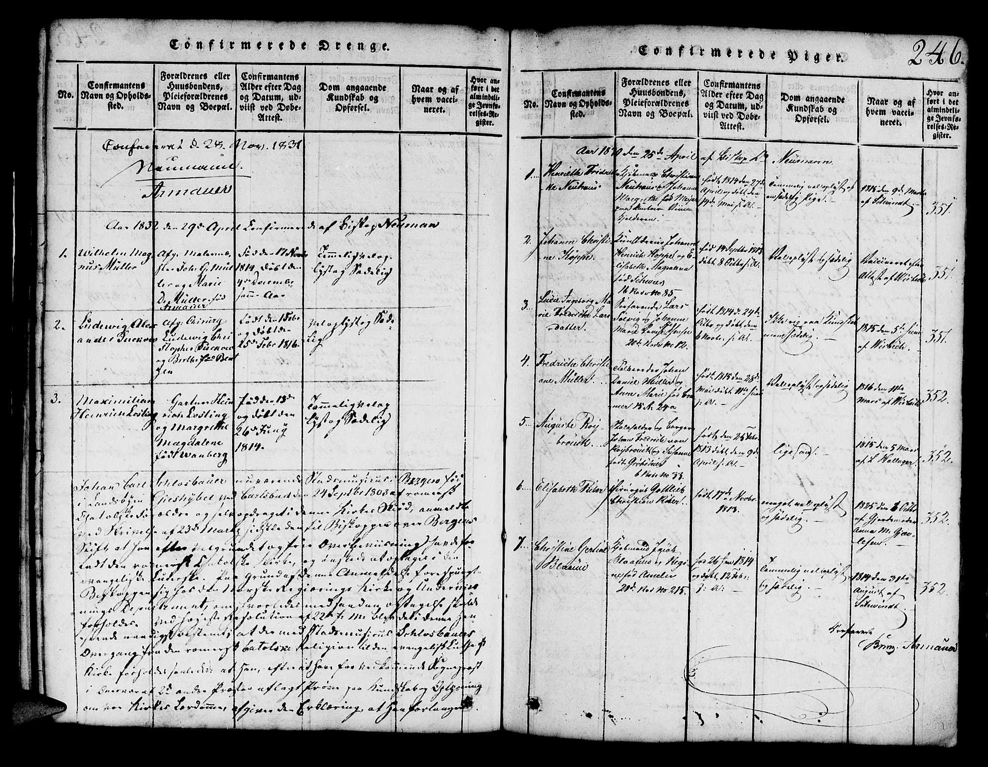Mariakirken Sokneprestembete, SAB/A-76901/H/Hab/L0001: Parish register (copy) no. A 1, 1815-1846, p. 246