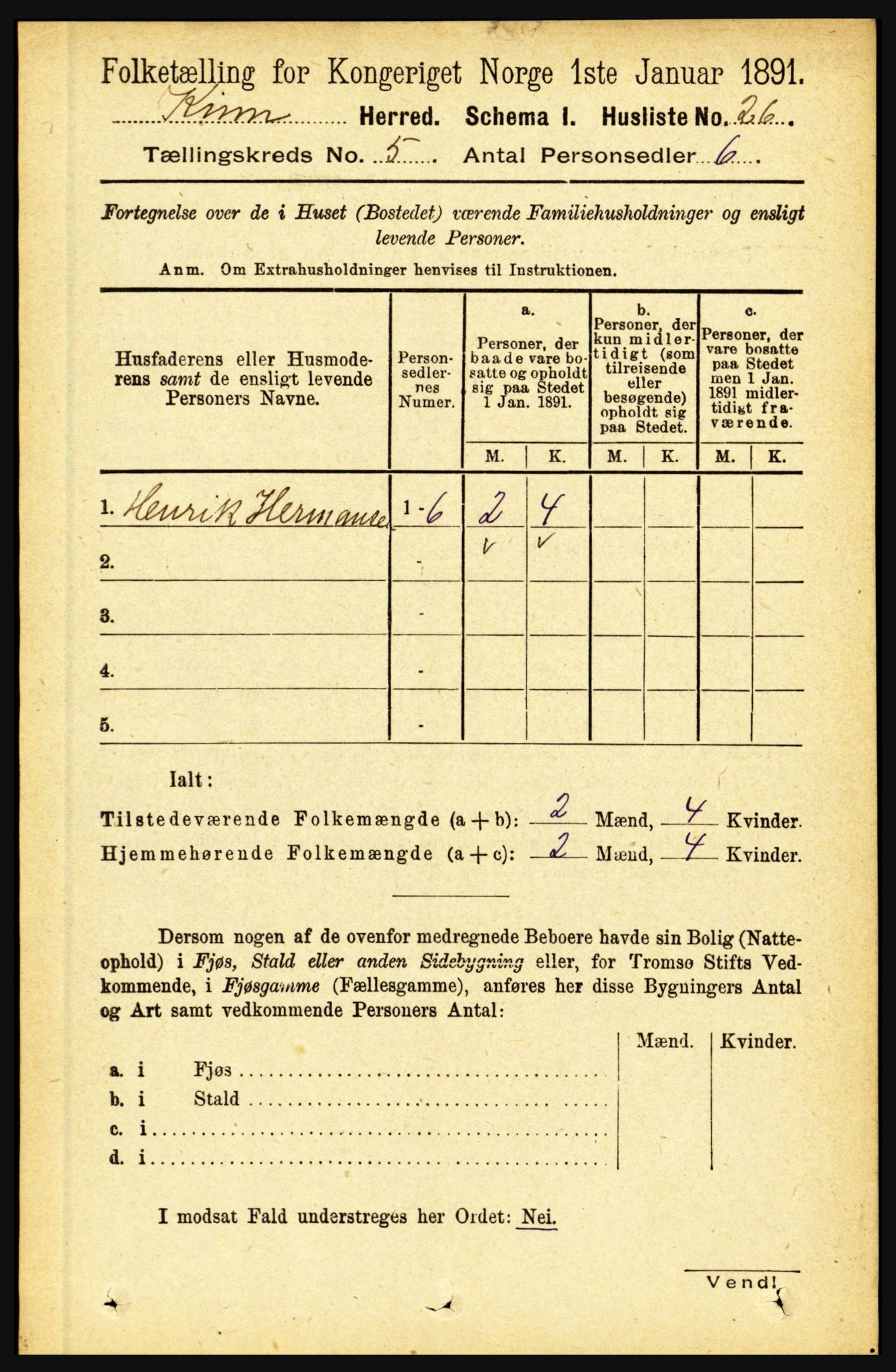 RA, 1891 census for 1437 Kinn, 1891, p. 1765
