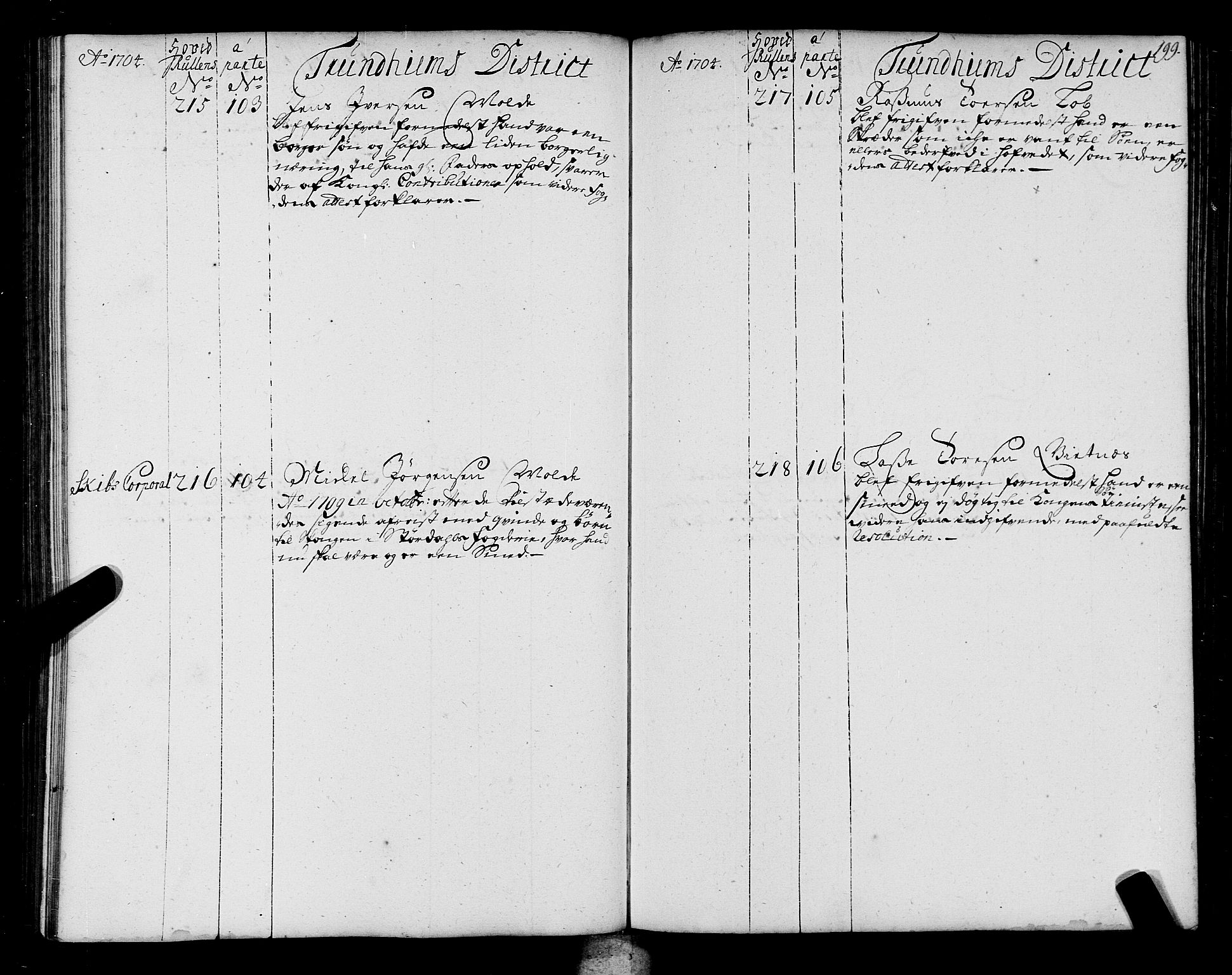 Sjøinnrulleringen - Trondhjemske distrikt, SAT/A-5121/01/L0004: Ruller over sjøfolk i Trondhjem by, 1704-1710, p. 199