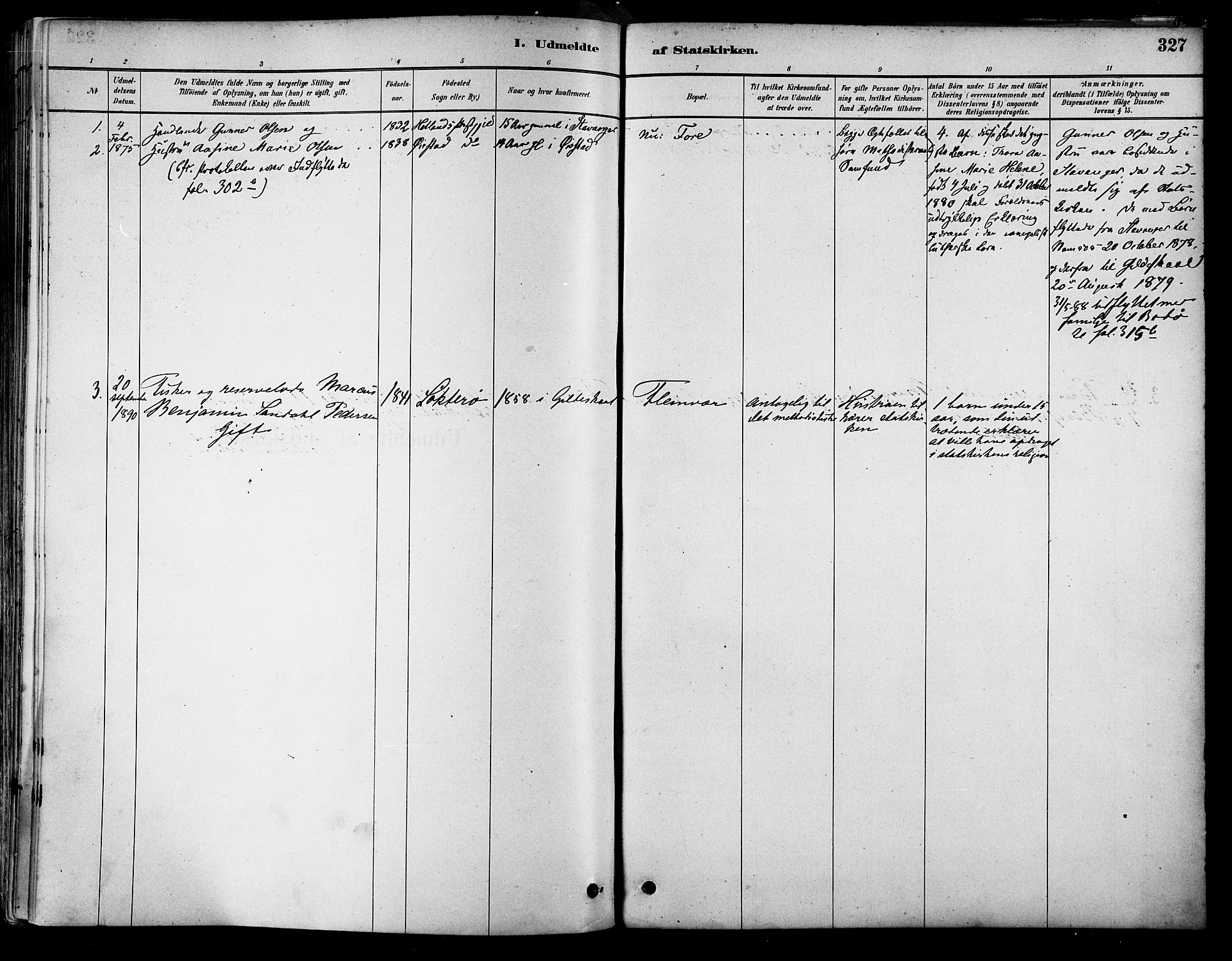 Ministerialprotokoller, klokkerbøker og fødselsregistre - Nordland, AV/SAT-A-1459/805/L0099: Parish register (official) no. 805A06, 1880-1891, p. 327