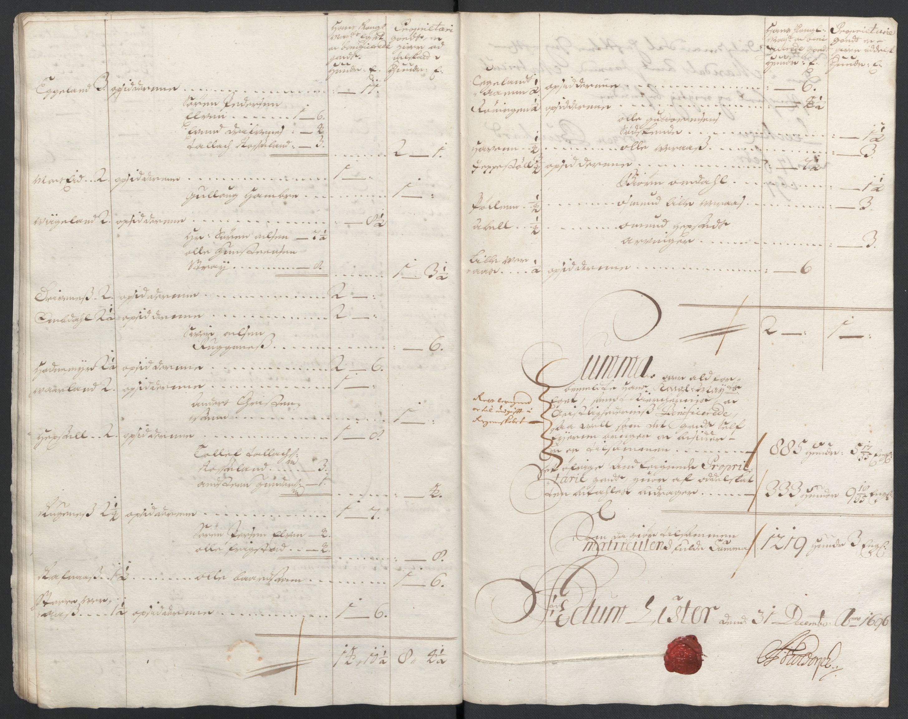 Rentekammeret inntil 1814, Reviderte regnskaper, Fogderegnskap, AV/RA-EA-4092/R43/L2546: Fogderegnskap Lista og Mandal, 1696-1697, p. 170