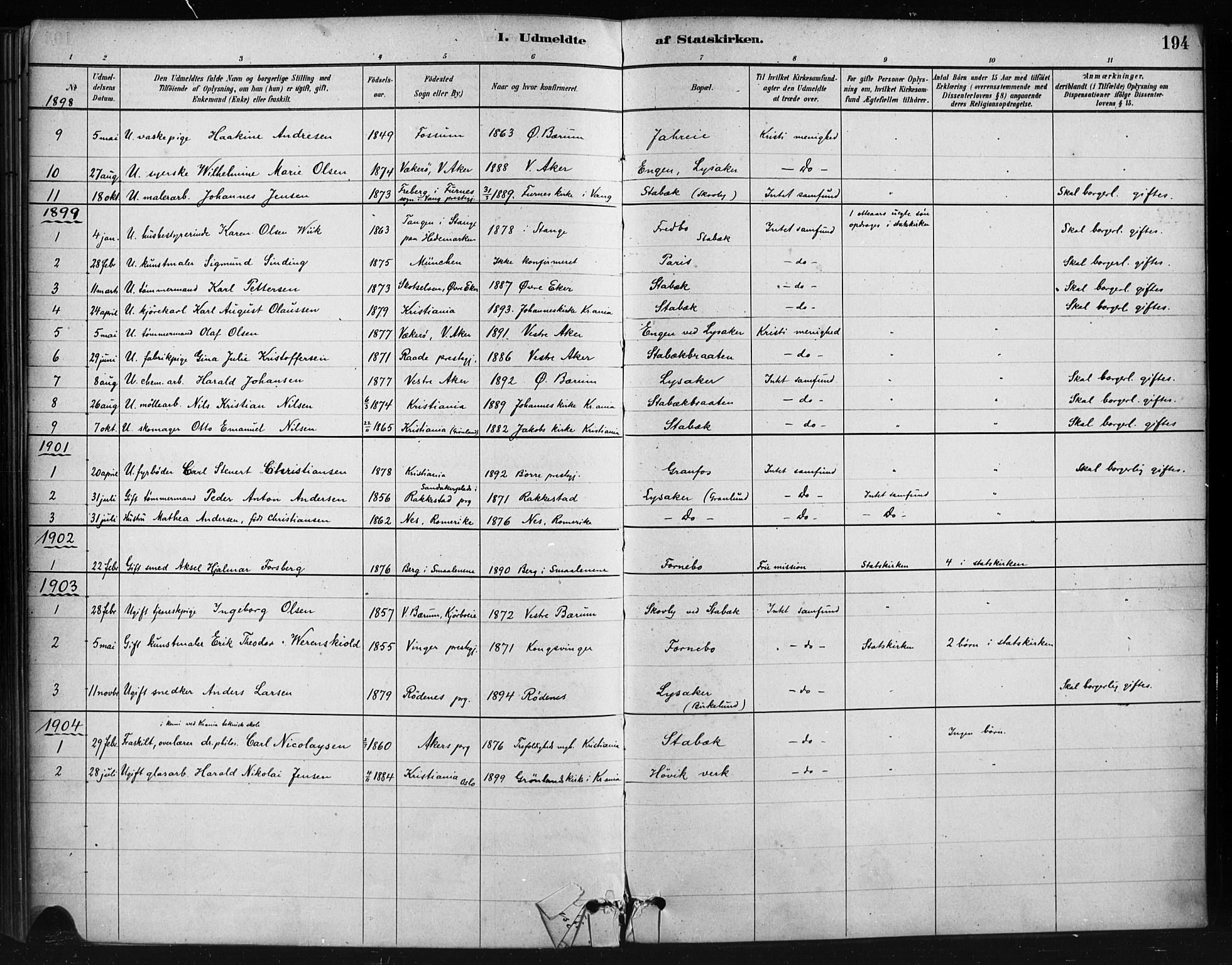 Asker prestekontor Kirkebøker, AV/SAO-A-10256a/F/Fc/L0002: Parish register (official) no. III 2, 1879-1904, p. 194