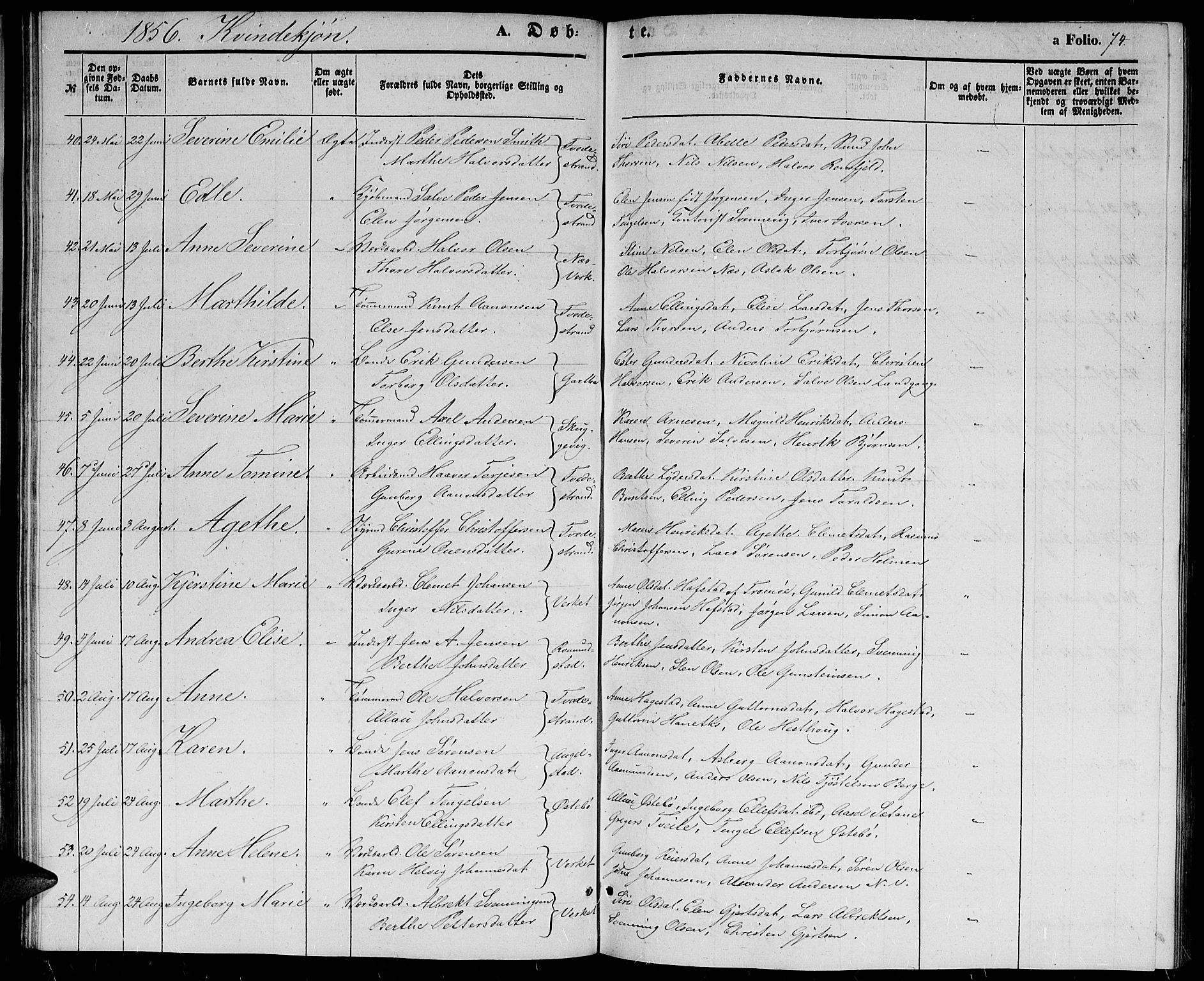 Holt sokneprestkontor, AV/SAK-1111-0021/F/Fb/L0007: Parish register (copy) no. B 7, 1849-1858, p. 74