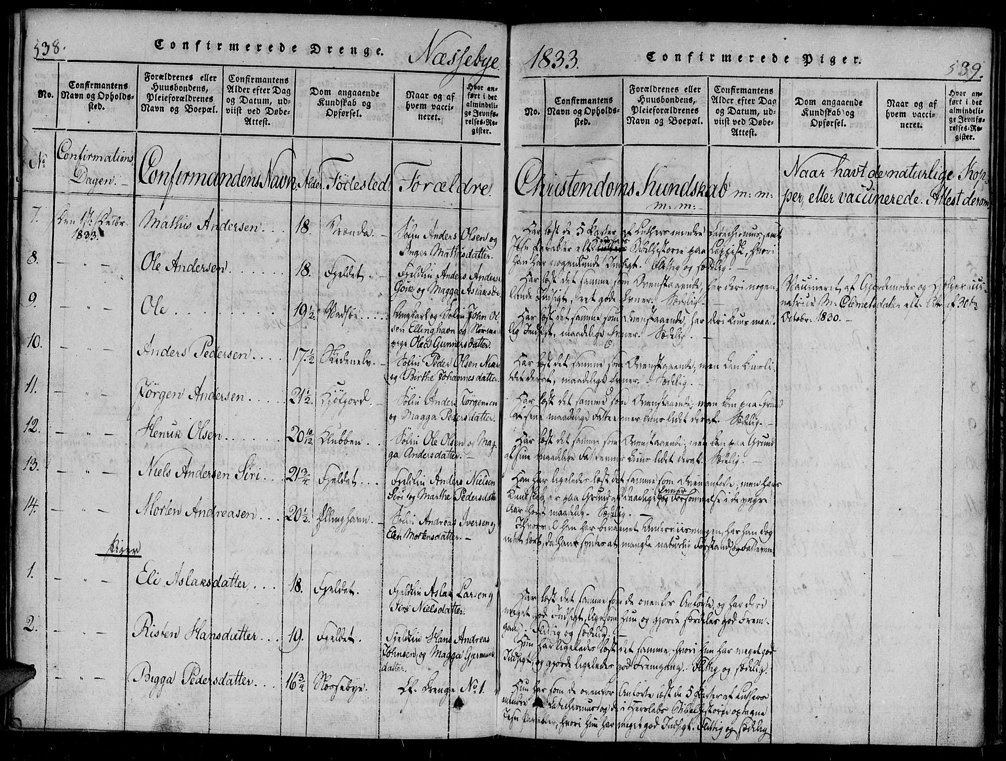 Vadsø sokneprestkontor, AV/SATØ-S-1325/H/Ha/L0003kirke: Parish register (official) no. 3 /2, 1821-1839, p. 538-539