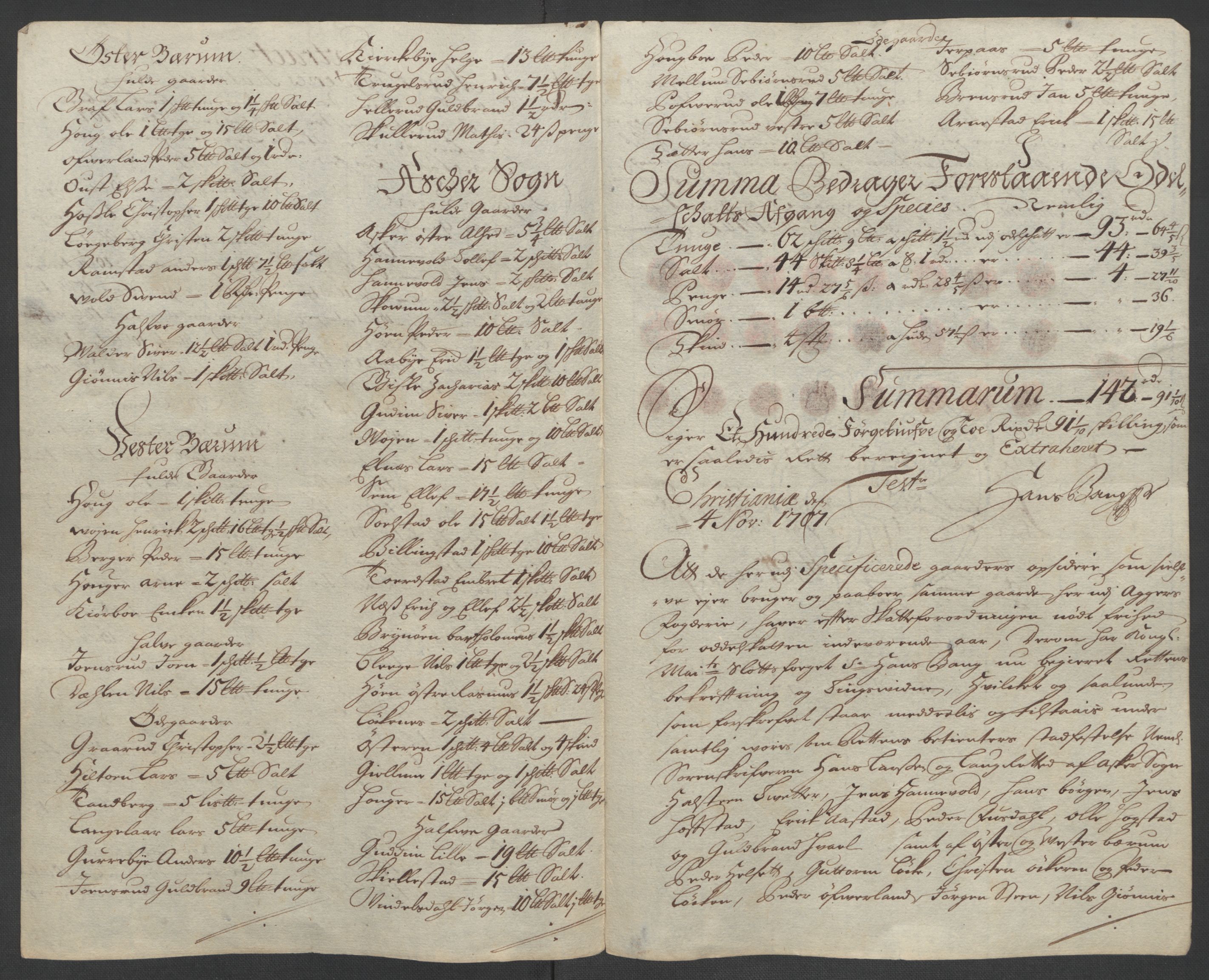 Rentekammeret inntil 1814, Reviderte regnskaper, Fogderegnskap, AV/RA-EA-4092/R10/L0447: Fogderegnskap Aker og Follo, 1707-1709, p. 194