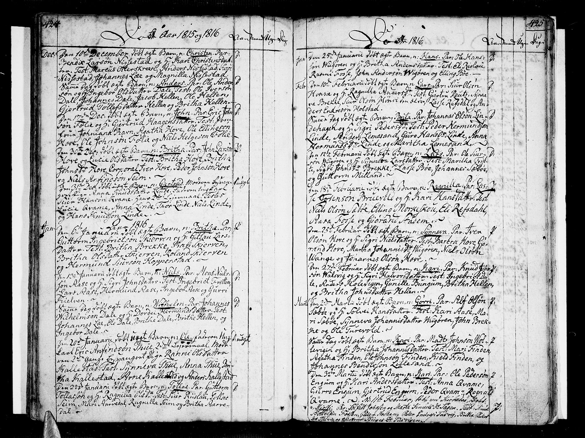 Vik sokneprestembete, SAB/A-81501: Parish register (official) no. A 5, 1787-1820, p. 424-425