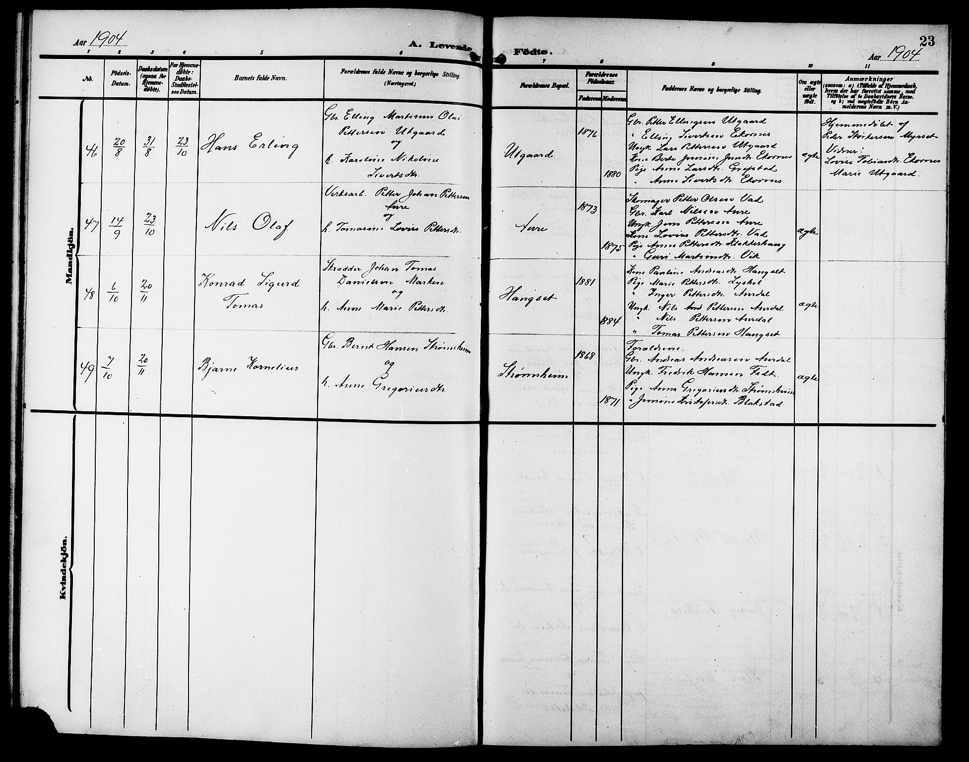 Ministerialprotokoller, klokkerbøker og fødselsregistre - Møre og Romsdal, AV/SAT-A-1454/523/L0341: Parish register (copy) no. 523C04, 1903-1916, p. 23