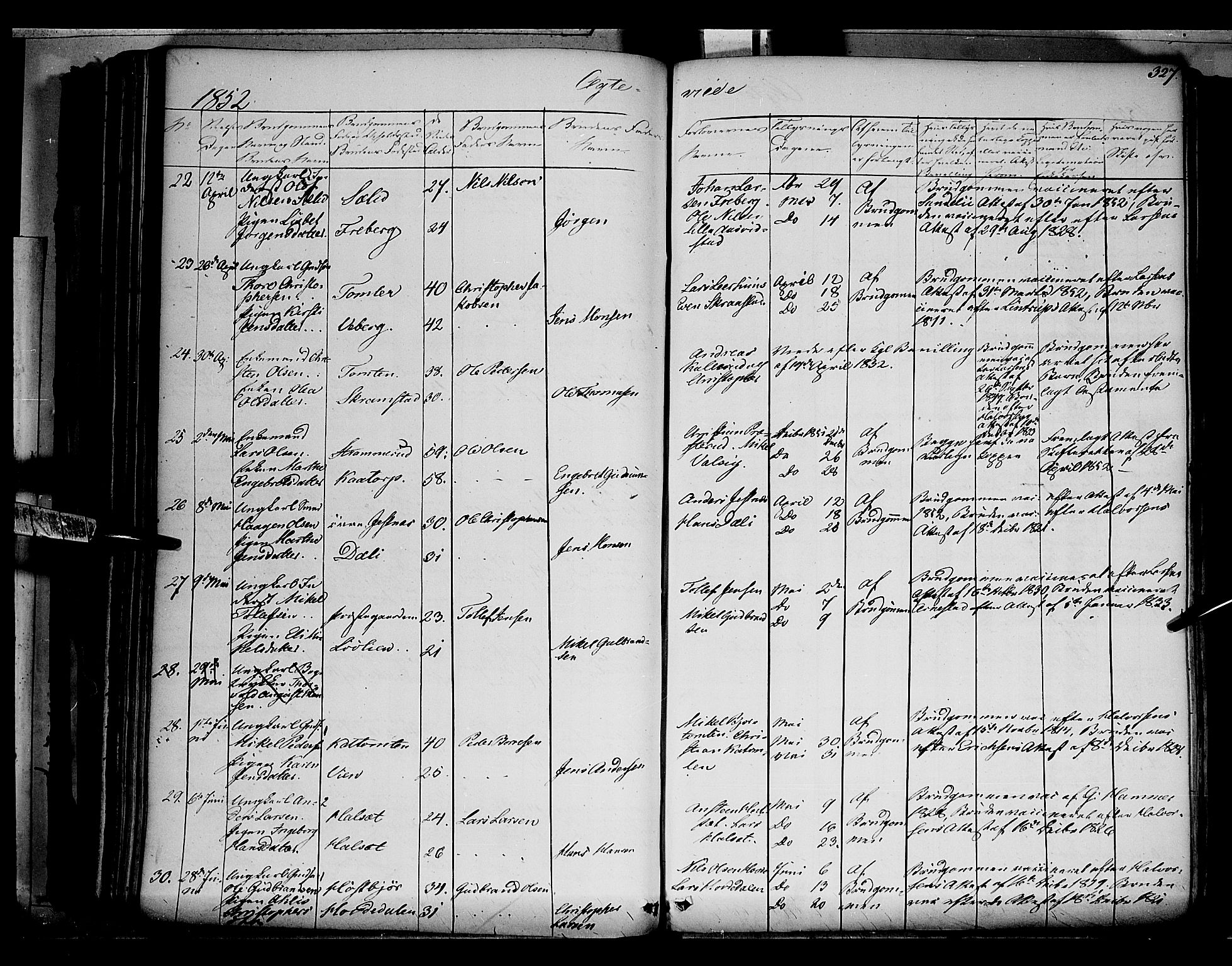 Vang prestekontor, Hedmark, AV/SAH-PREST-008/H/Ha/Haa/L0010: Parish register (official) no. 10, 1841-1855, p. 327