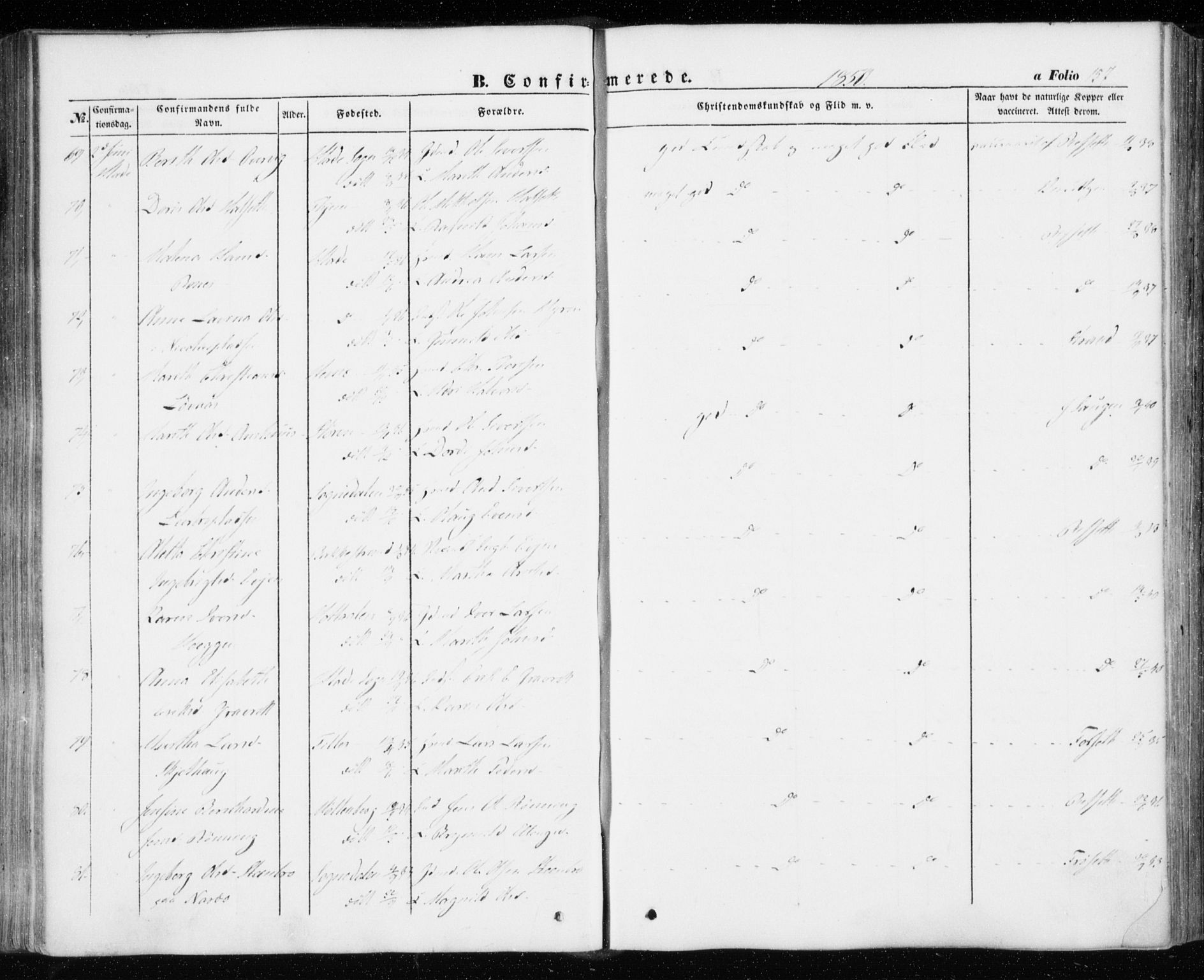 Ministerialprotokoller, klokkerbøker og fødselsregistre - Sør-Trøndelag, AV/SAT-A-1456/606/L0291: Parish register (official) no. 606A06, 1848-1856, p. 157