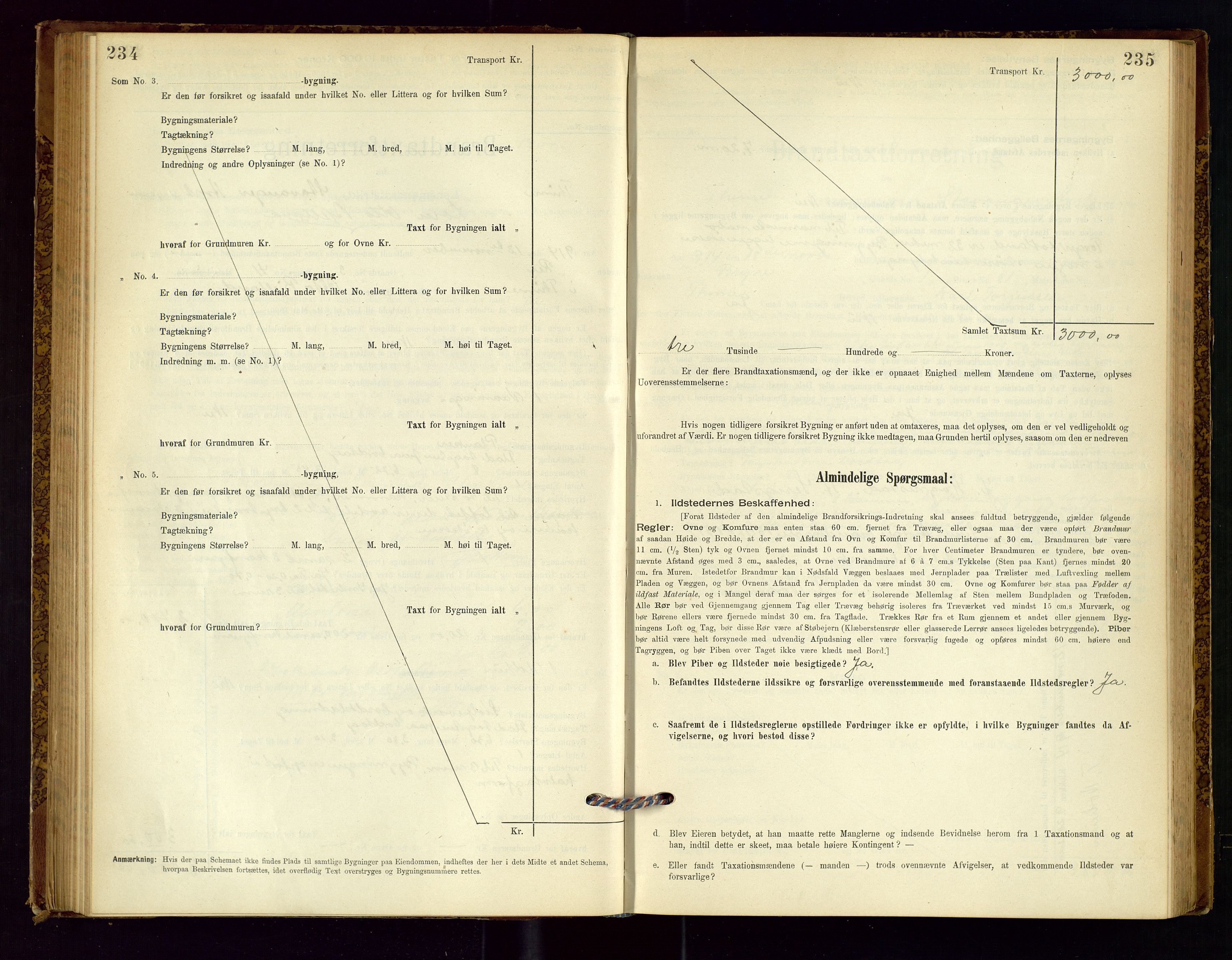 Time lensmannskontor, AV/SAST-A-100420/Gob/L0001: Branntakstprotokoll, 1896-1914, p. 234-235