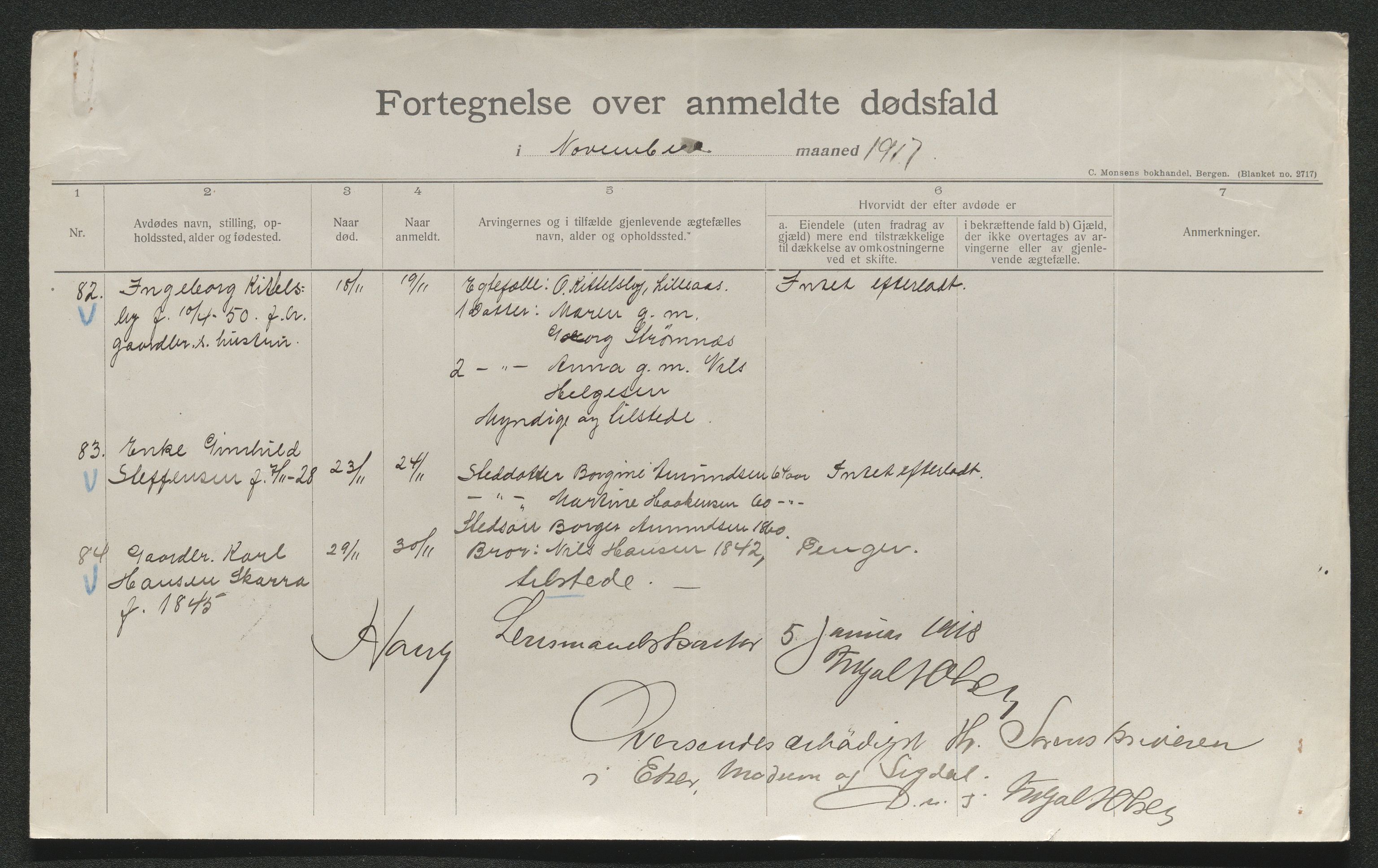 Eiker, Modum og Sigdal sorenskriveri, AV/SAKO-A-123/H/Ha/Hab/L0038: Dødsfallsmeldinger, 1916-1917, p. 723