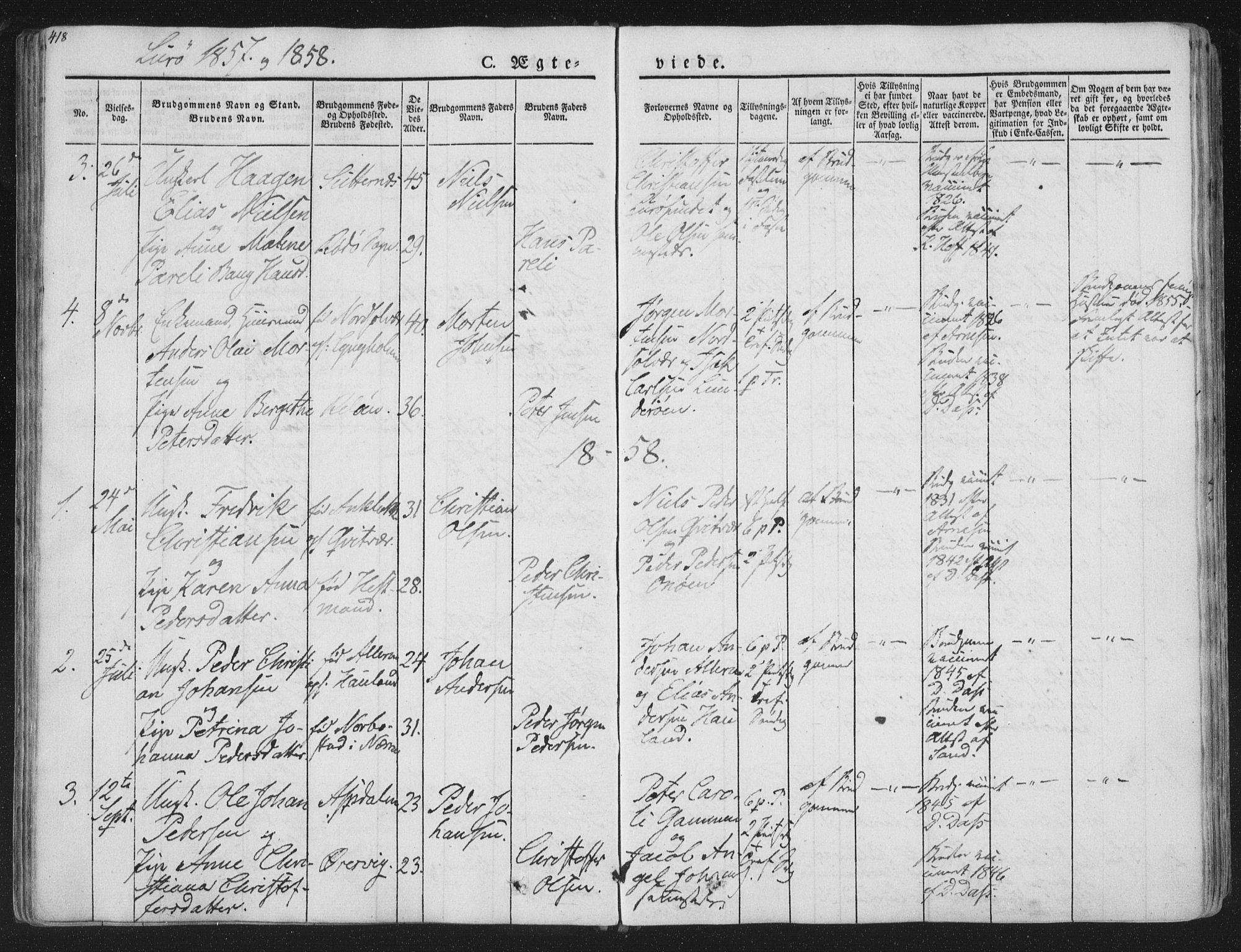Ministerialprotokoller, klokkerbøker og fødselsregistre - Nordland, SAT/A-1459/839/L0566: Parish register (official) no. 839A03, 1825-1862, p. 418