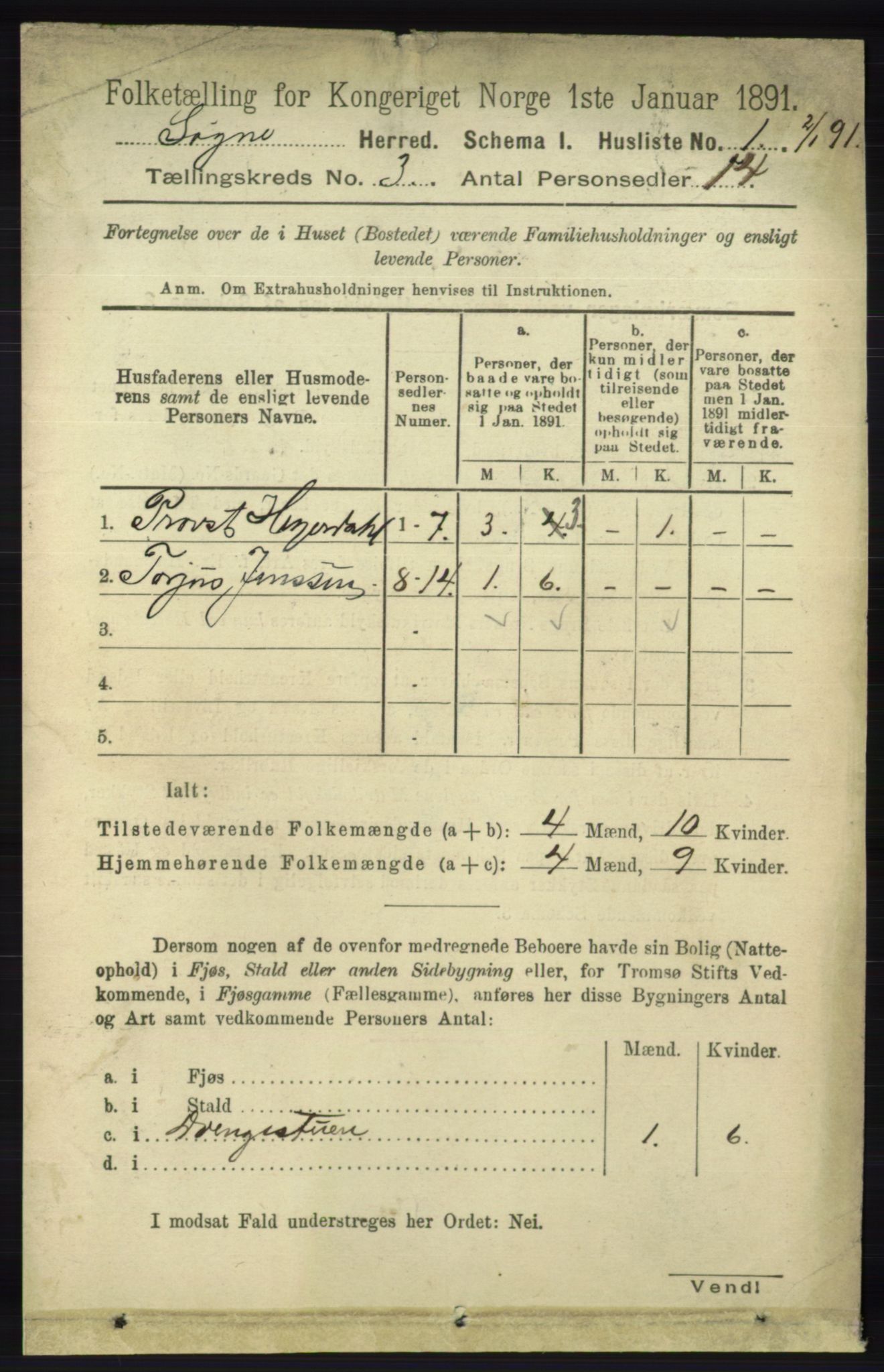 RA, 1891 census for 1018 Søgne, 1891, p. 266