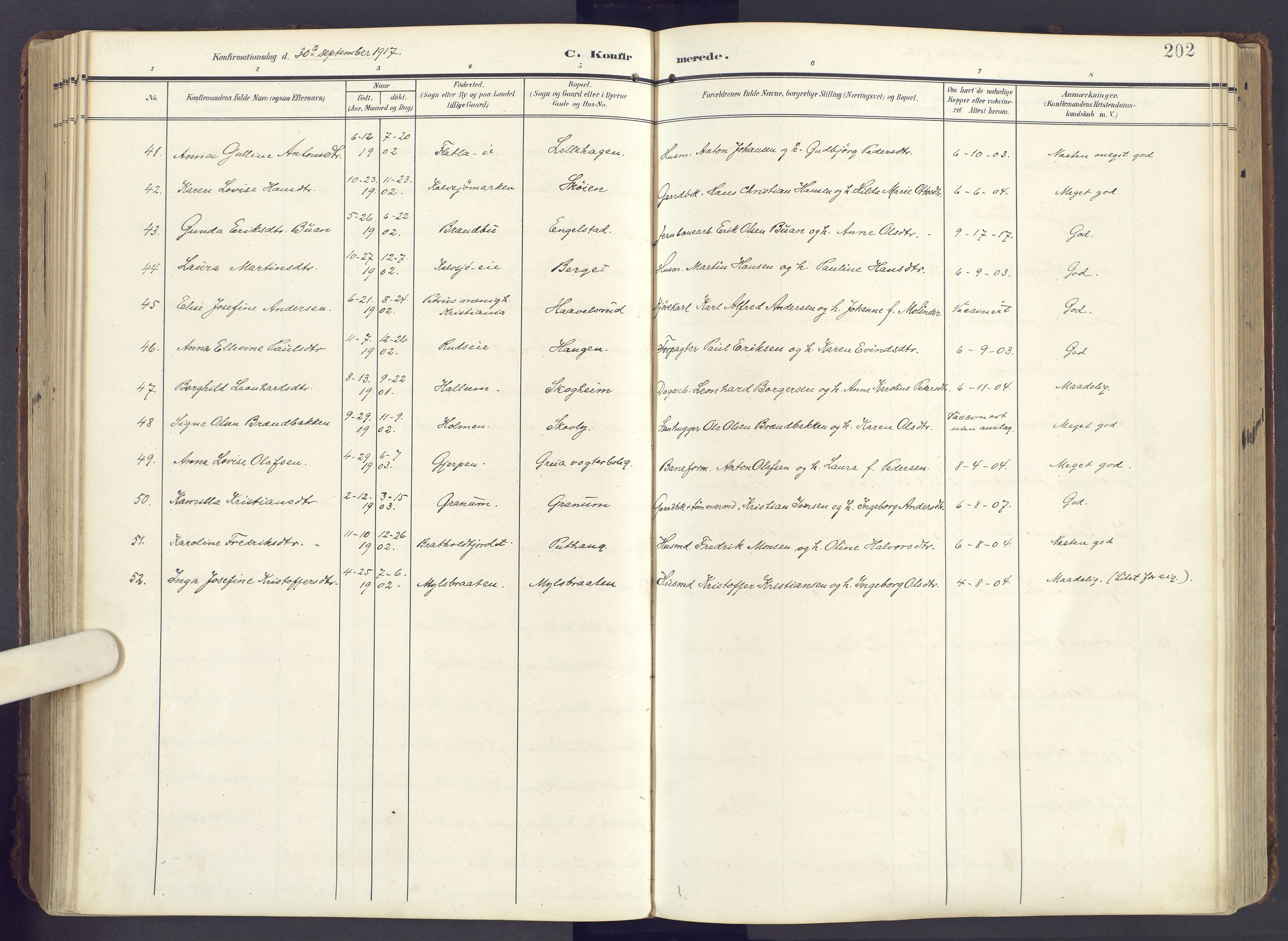 Lunner prestekontor, SAH/PREST-118/H/Ha/Haa/L0001: Parish register (official) no. 1, 1907-1922, p. 202