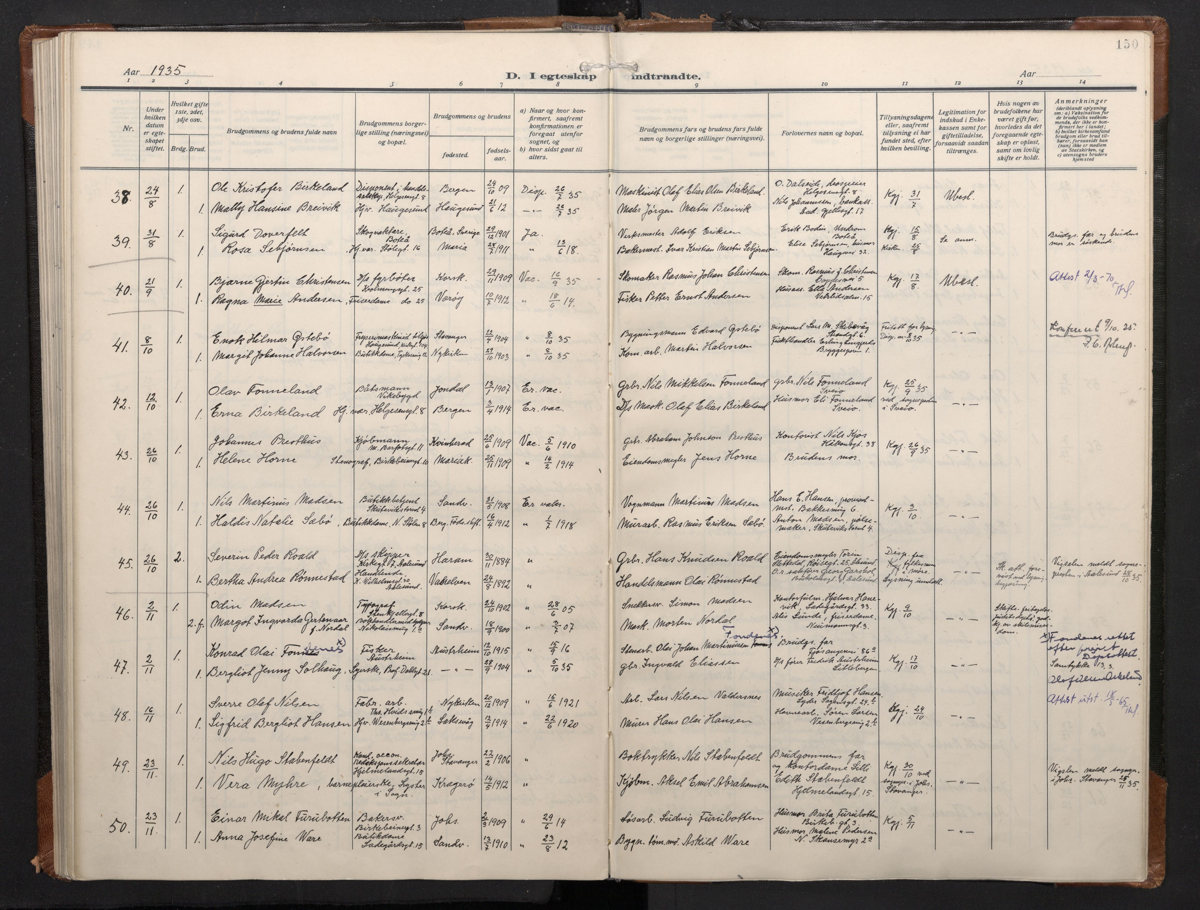 Mariakirken Sokneprestembete, SAB/A-76901/H/Haa/L0016: Parish register (official) no. C 4, 1927-1938, p. 149b-150a