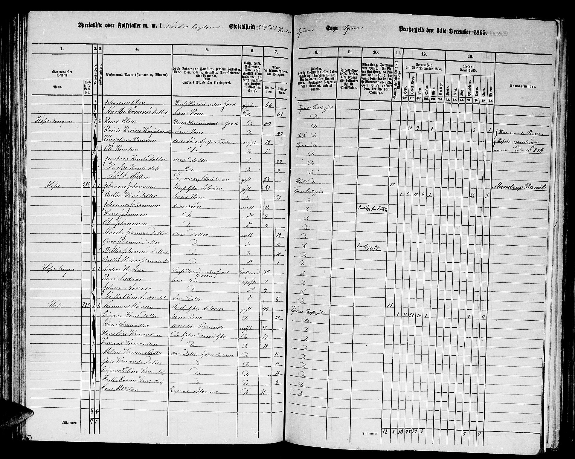 RA, 1865 census for Tysnes, 1865, p. 87