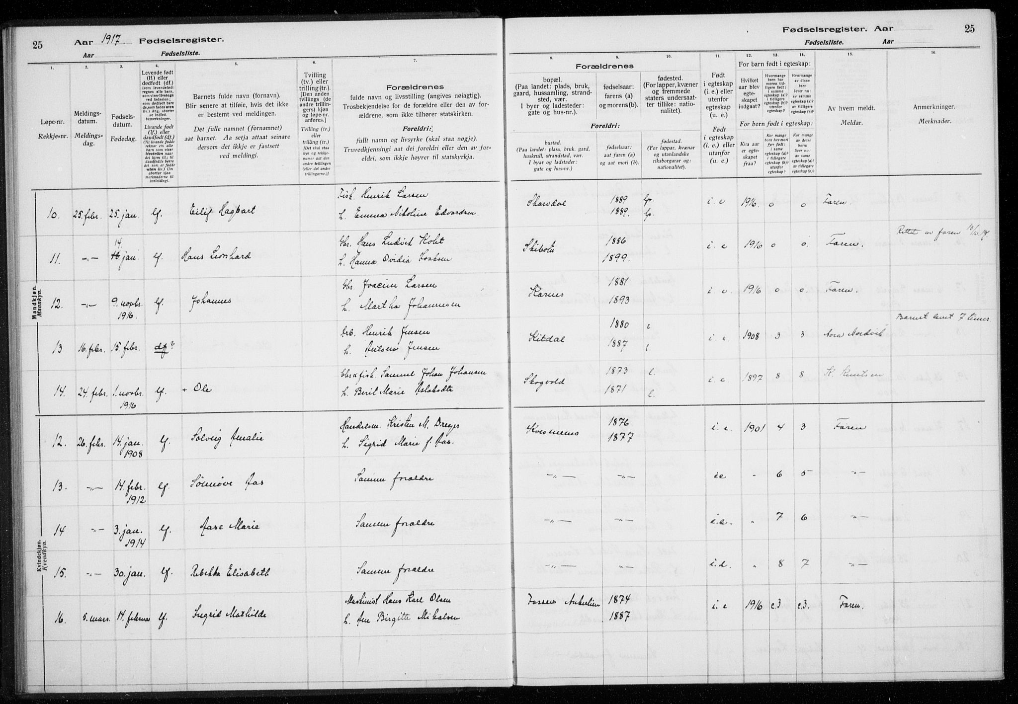 Lyngen sokneprestembete, AV/SATØ-S-1289/I/Ia/L0075: Birth register no. 75, 1916-1924, p. 25