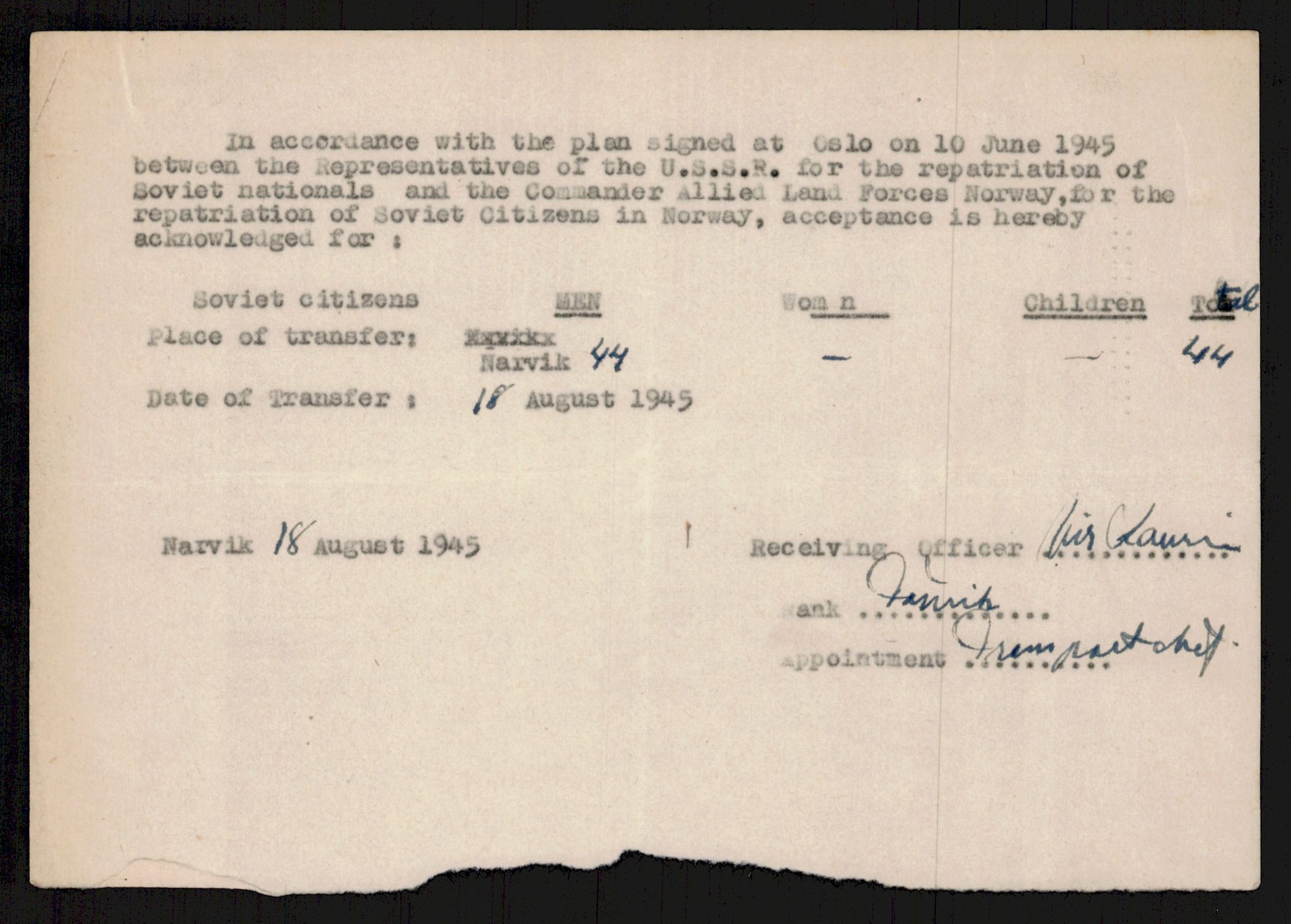 Flyktnings- og fangedirektoratet, Repatrieringskontoret, AV/RA-S-1681/D/Db/L0016: Displaced Persons (DPs) og sivile tyskere, 1945-1948, p. 1121