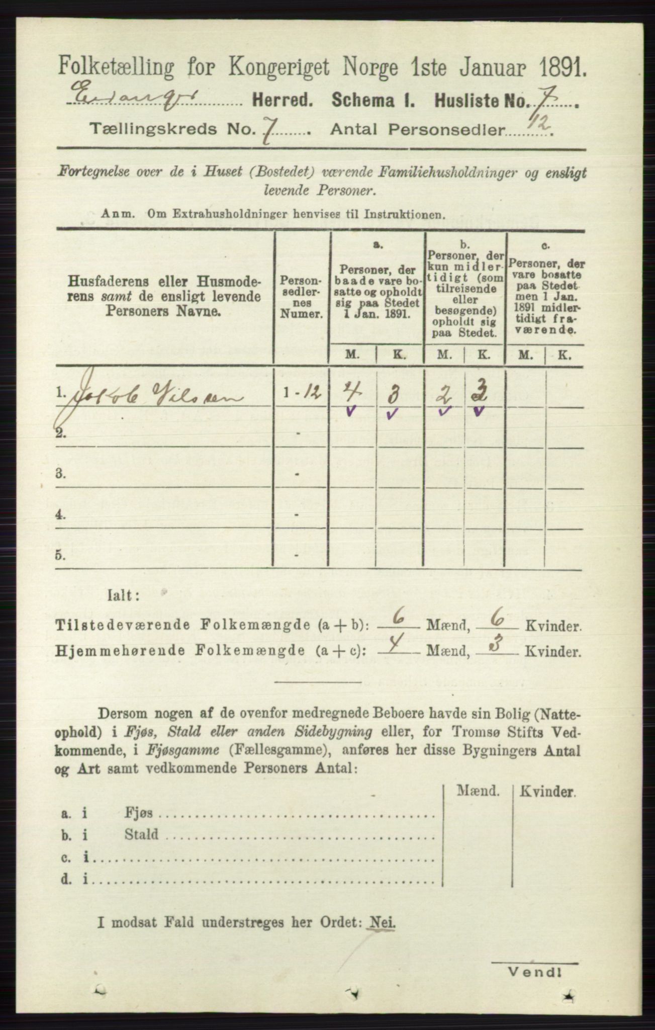 RA, 1891 census for 0813 Eidanger, 1891, p. 2733