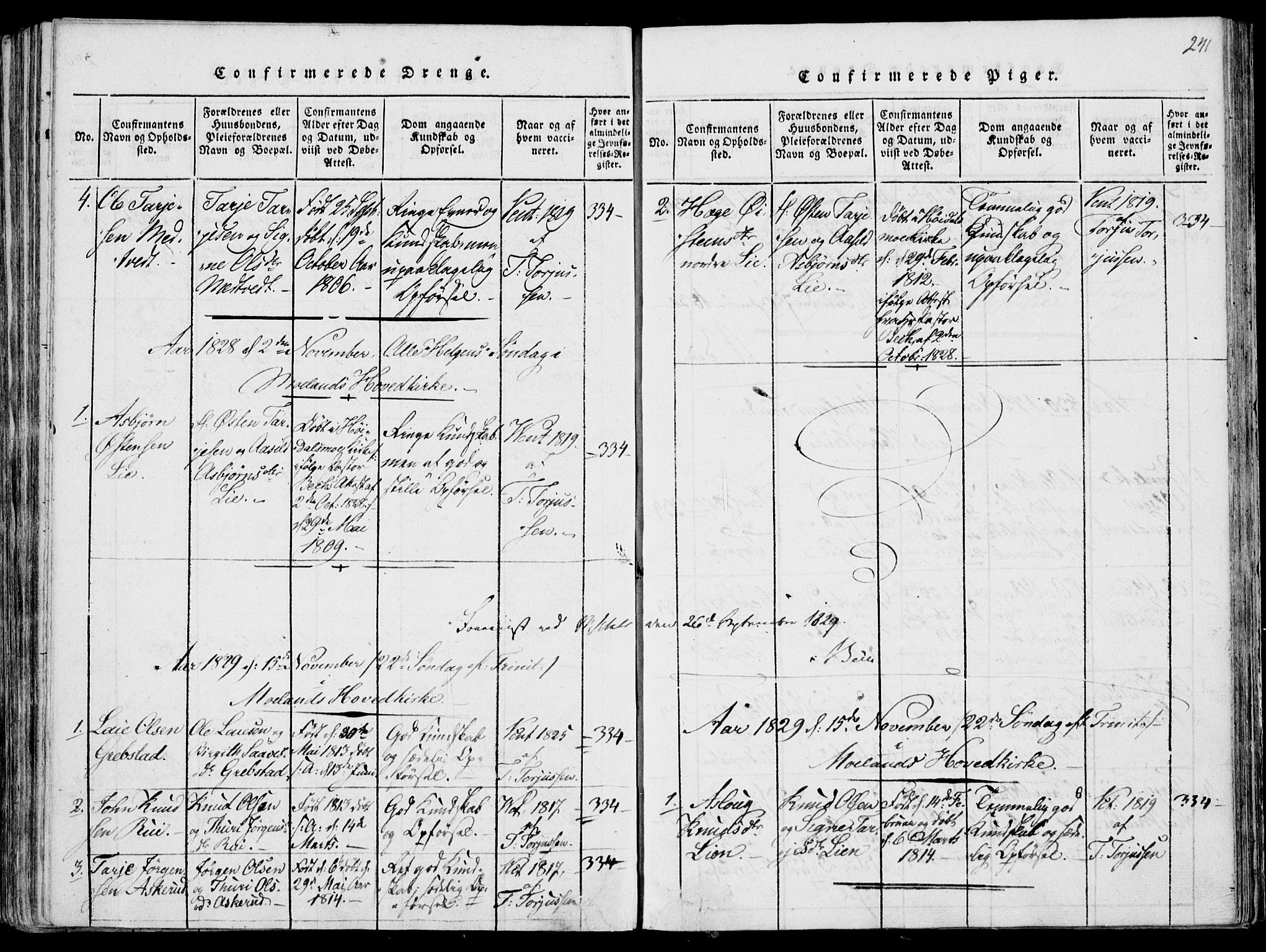 Fyresdal kirkebøker, SAKO/A-263/F/Fa/L0004: Parish register (official) no. I 4, 1815-1854, p. 241