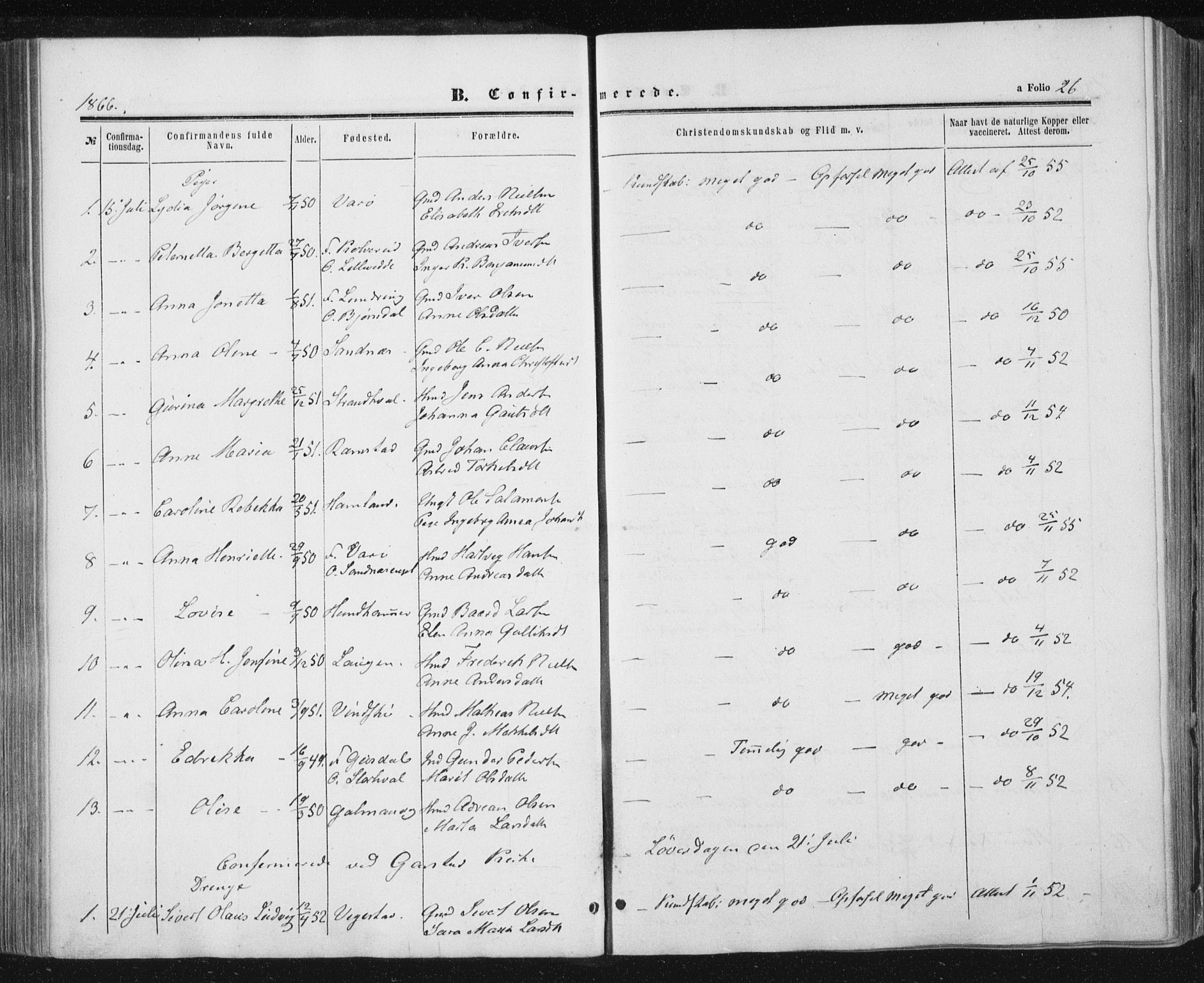 Ministerialprotokoller, klokkerbøker og fødselsregistre - Nord-Trøndelag, SAT/A-1458/784/L0670: Parish register (official) no. 784A05, 1860-1876, p. 26
