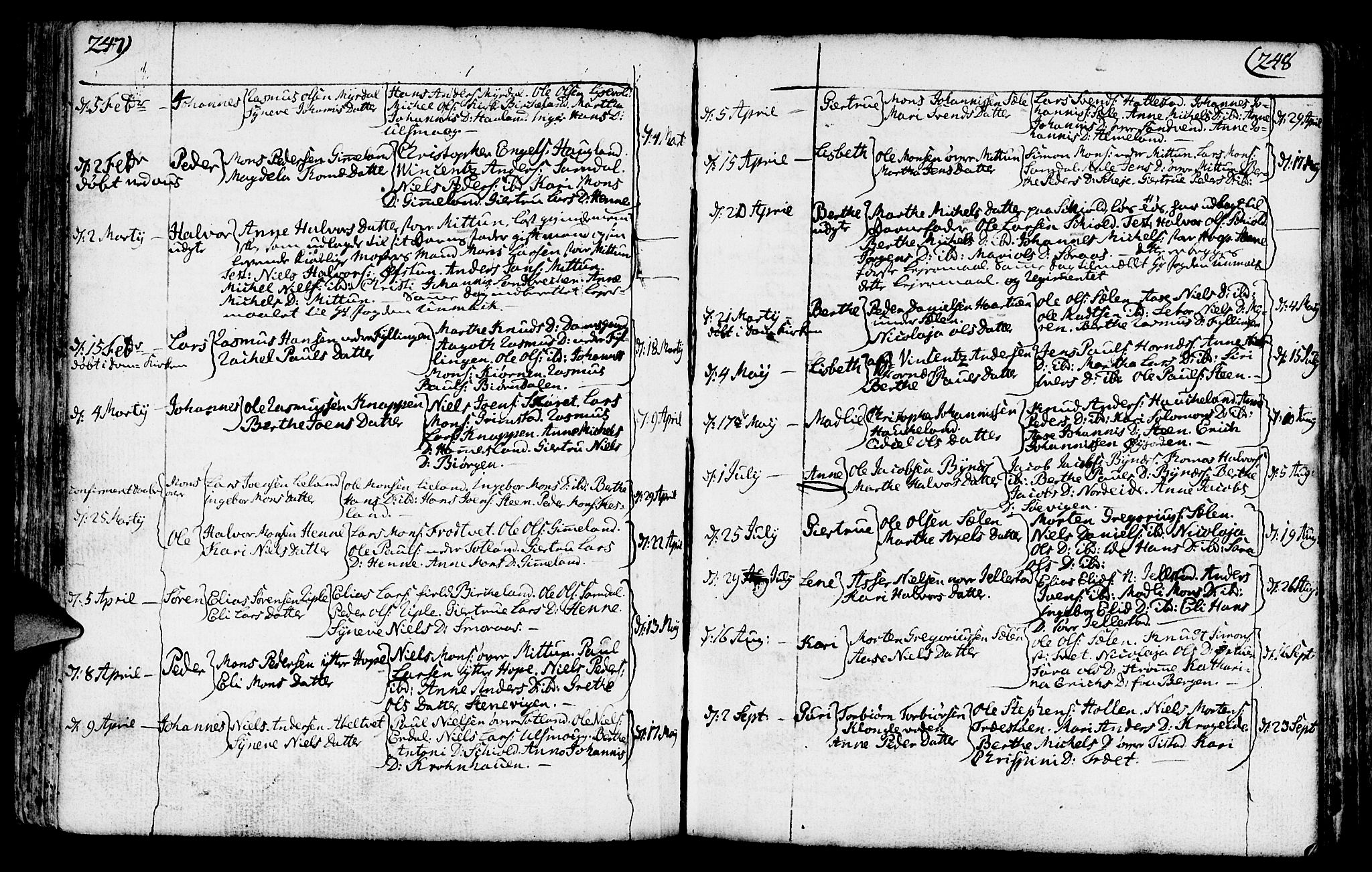 Fana Sokneprestembete, AV/SAB-A-75101/H/Haa/Haaa/L0005: Parish register (official) no. A 5, 1773-1799, p. 247-248