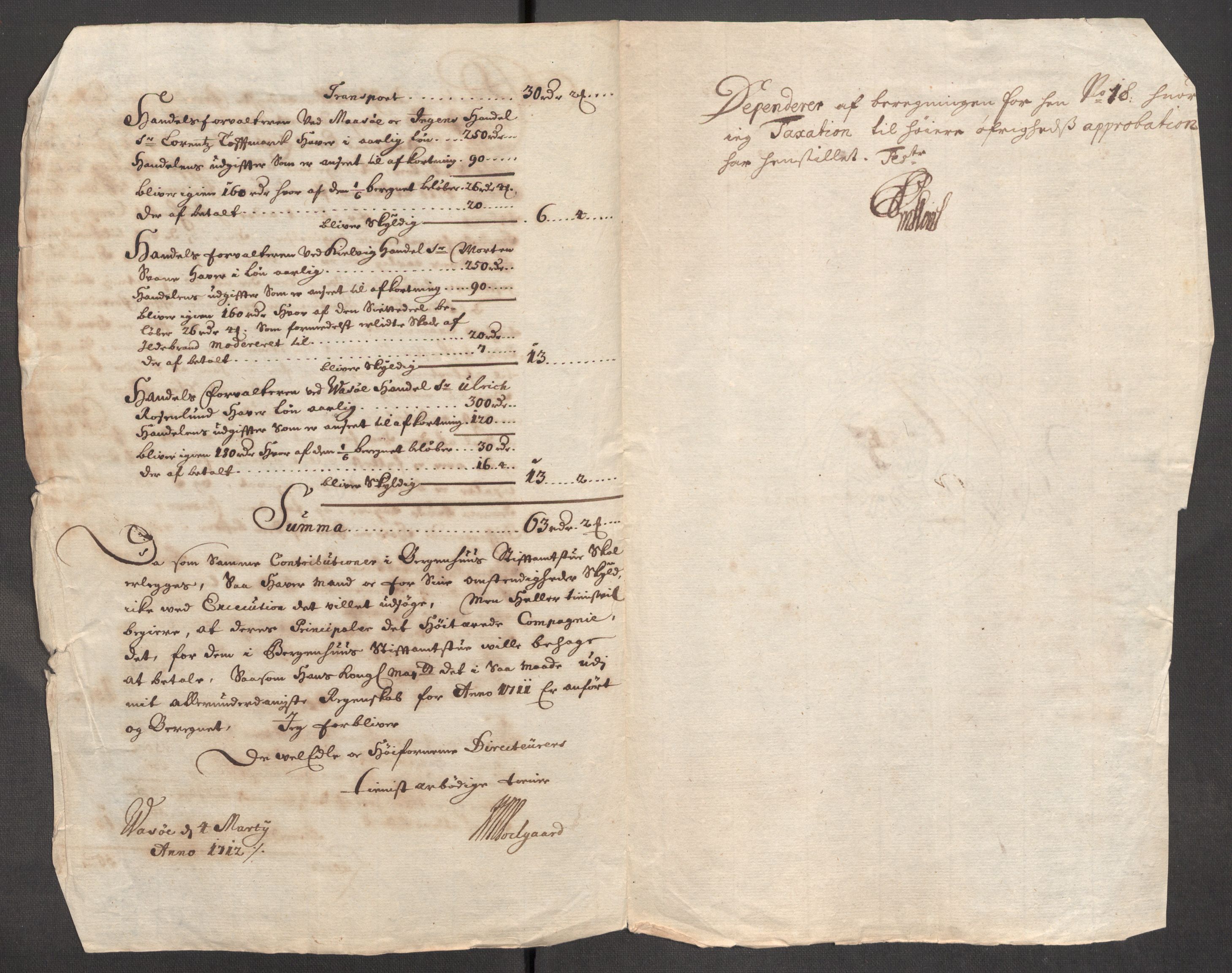 Rentekammeret inntil 1814, Reviderte regnskaper, Fogderegnskap, AV/RA-EA-4092/R69/L4855: Fogderegnskap Finnmark/Vardøhus, 1709-1712, p. 514