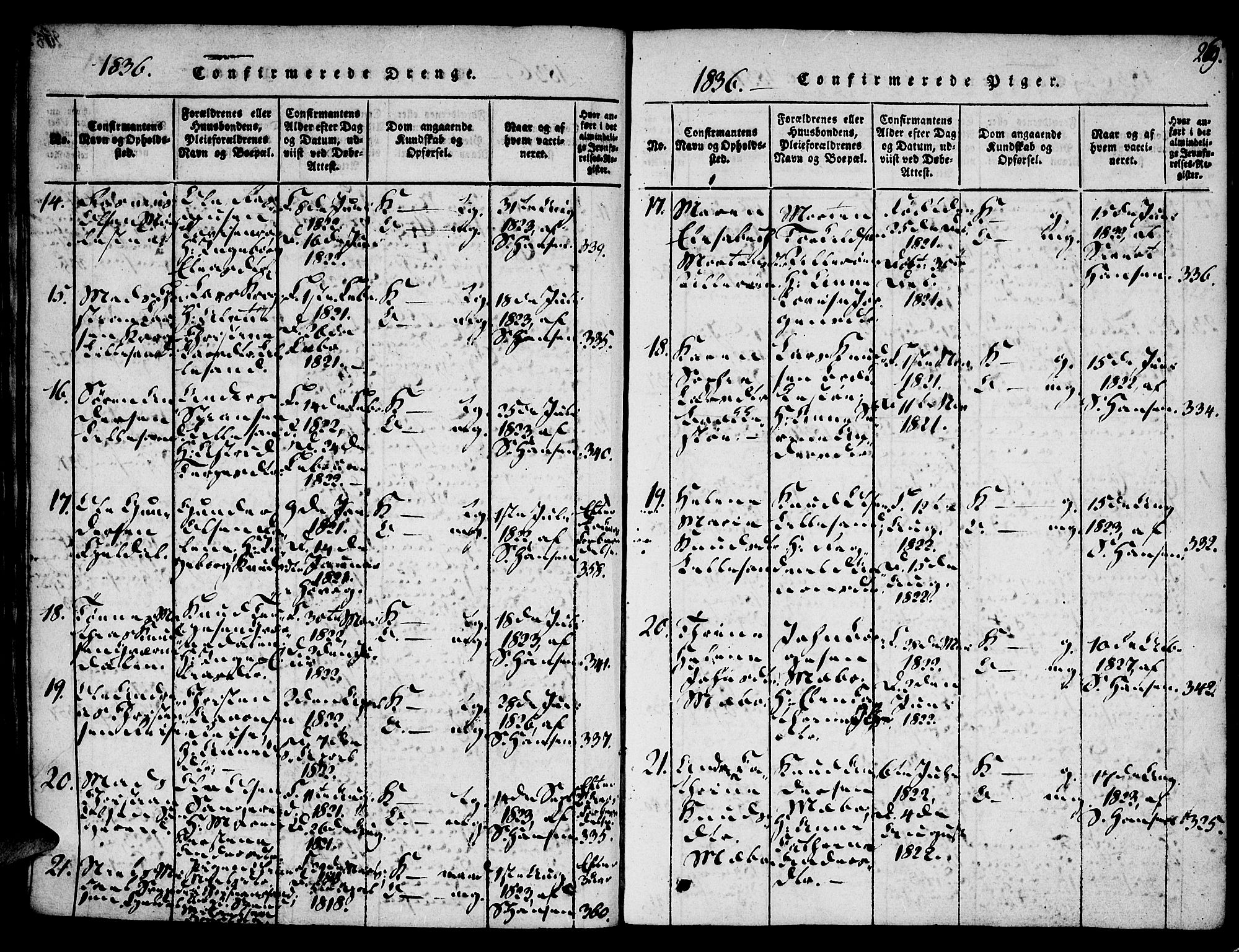 Vestre Moland sokneprestkontor, AV/SAK-1111-0046/F/Fa/Fab/L0003: Parish register (official) no. A 3, 1816-1843, p. 269