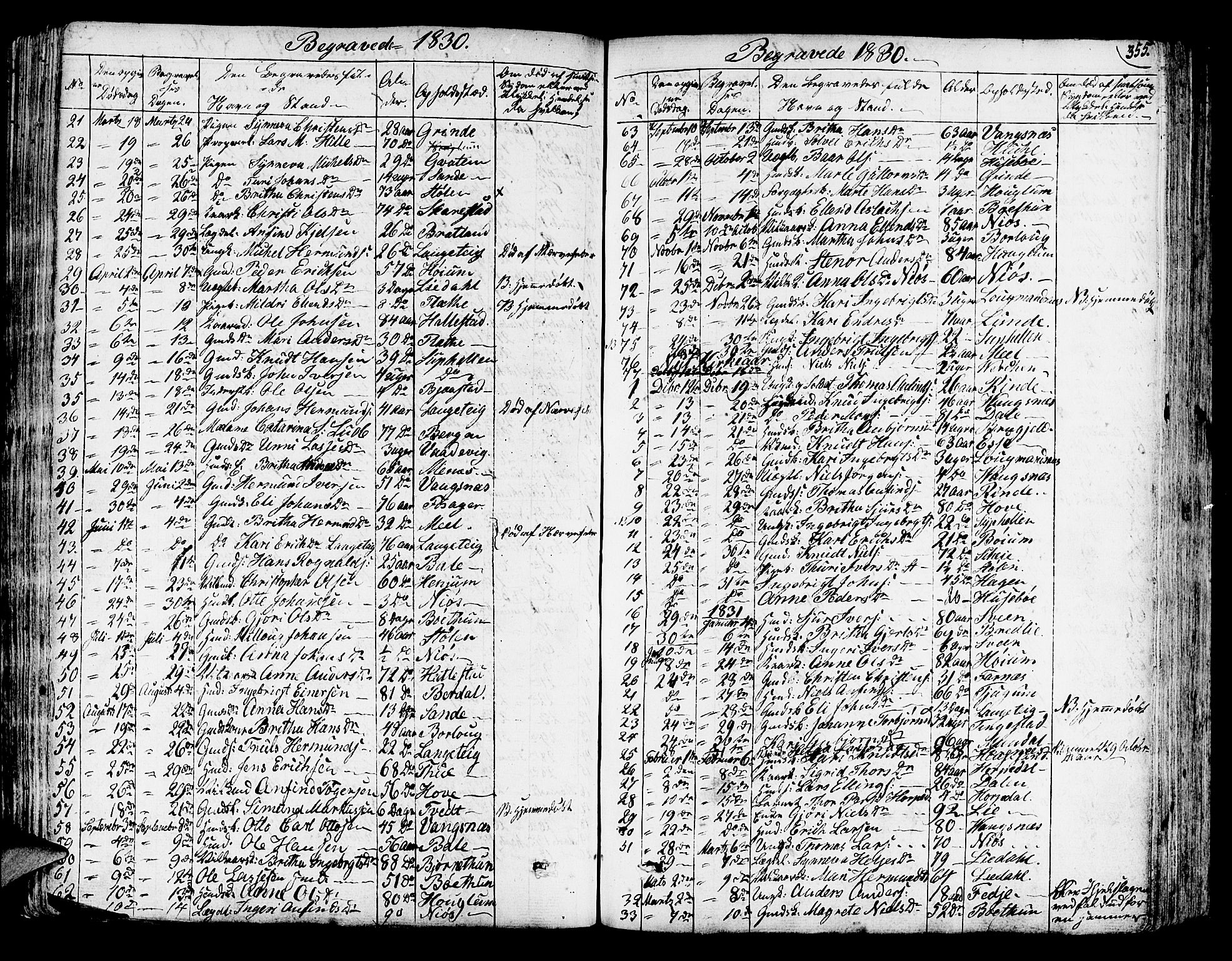 Leikanger sokneprestembete, SAB/A-81001: Parish register (official) no. A 6, 1810-1838, p. 355