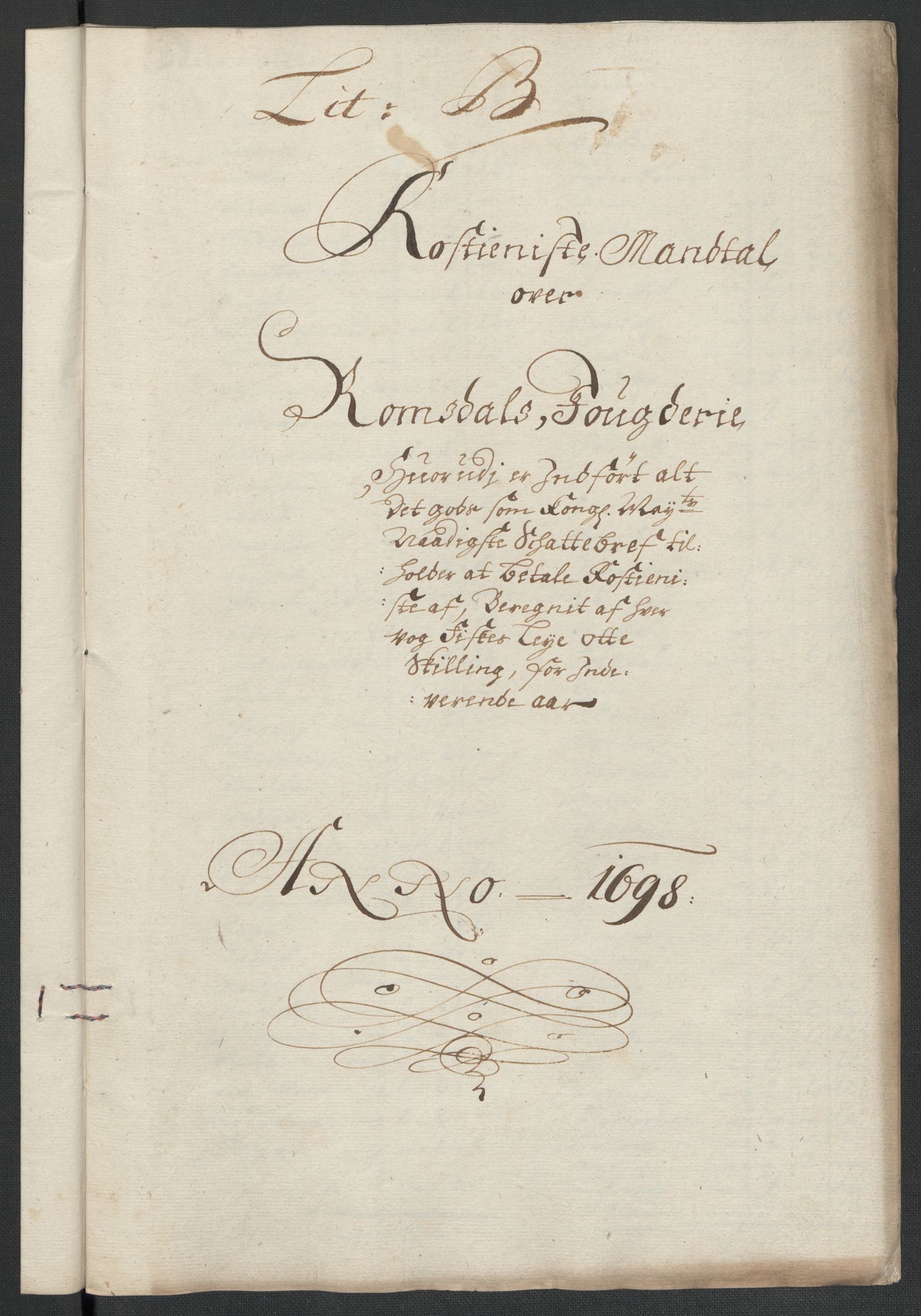 Rentekammeret inntil 1814, Reviderte regnskaper, Fogderegnskap, RA/EA-4092/R55/L3653: Fogderegnskap Romsdal, 1697-1698, p. 300