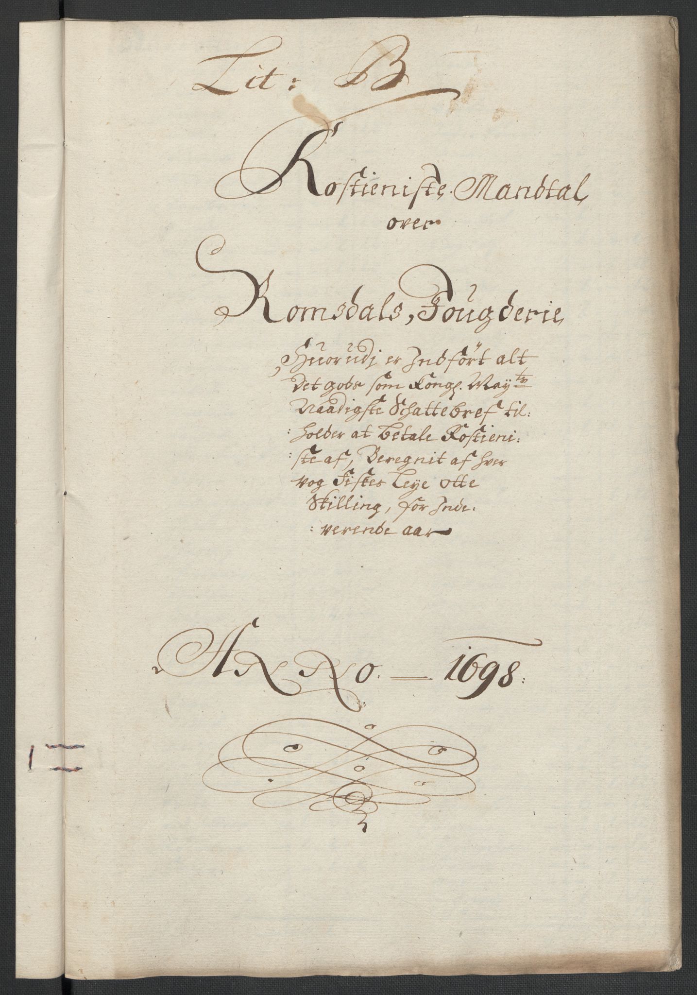 Rentekammeret inntil 1814, Reviderte regnskaper, Fogderegnskap, AV/RA-EA-4092/R55/L3653: Fogderegnskap Romsdal, 1697-1698, p. 300