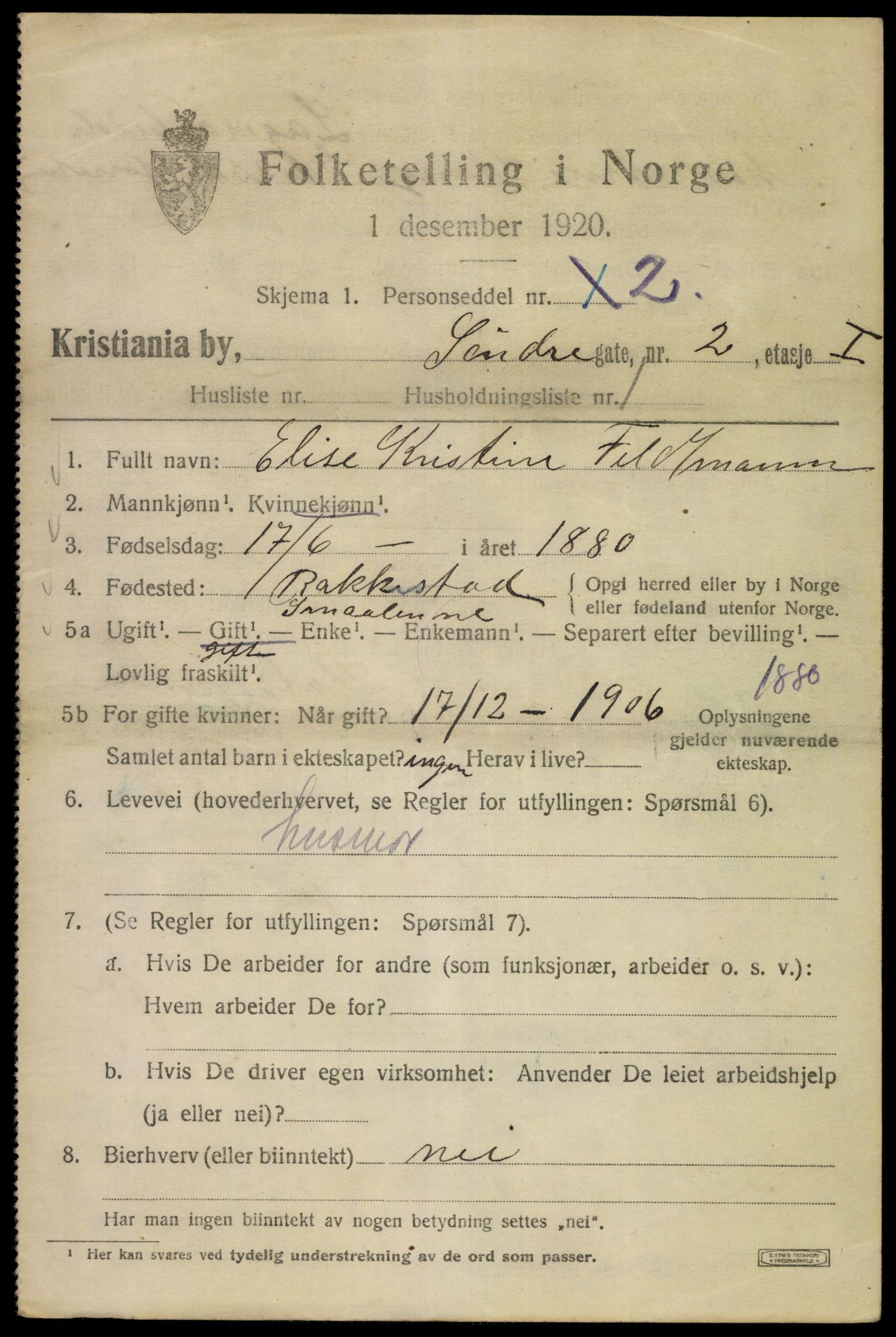 SAO, 1920 census for Kristiania, 1920, p. 561729