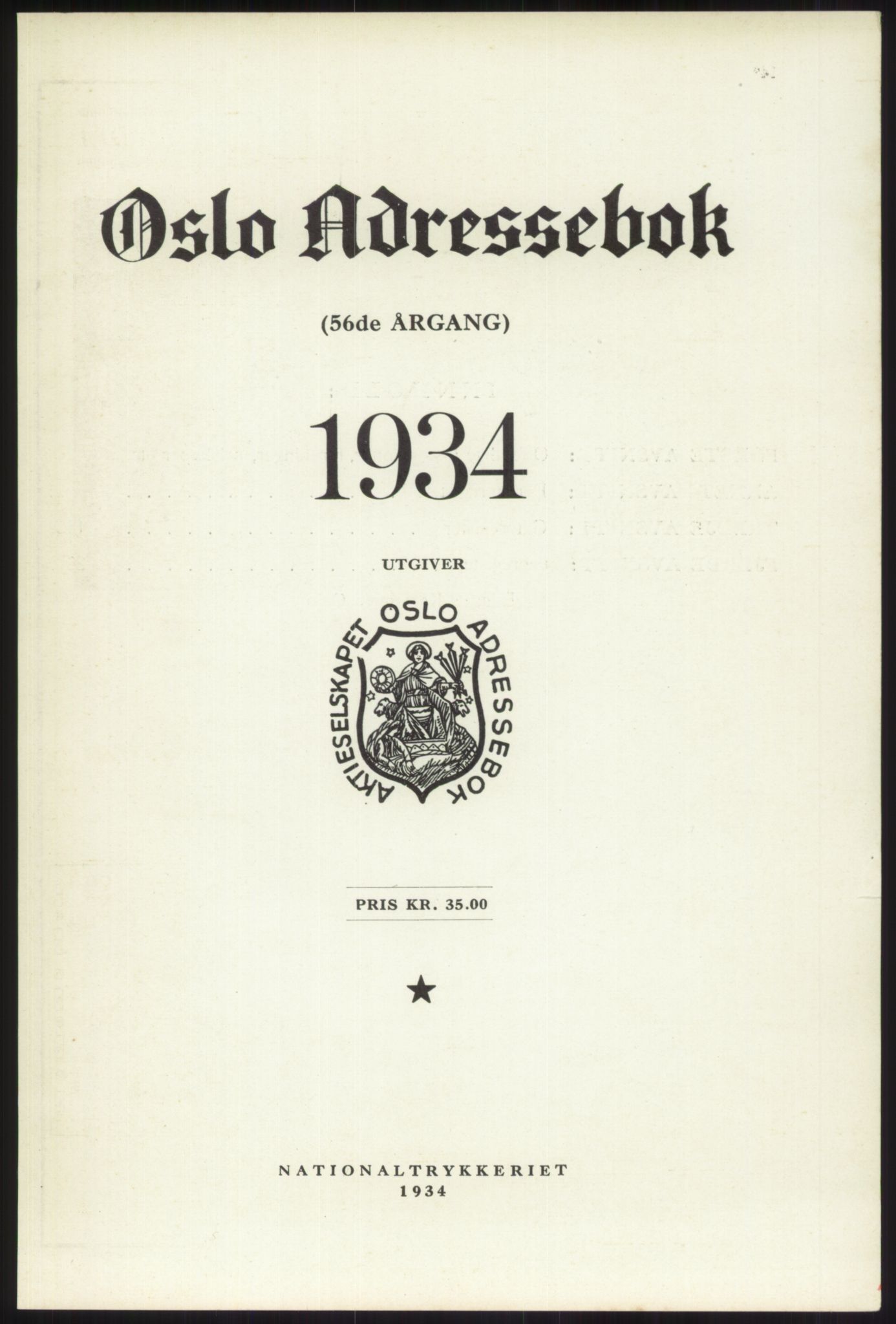 Kristiania/Oslo adressebok, PUBL/-, 1934