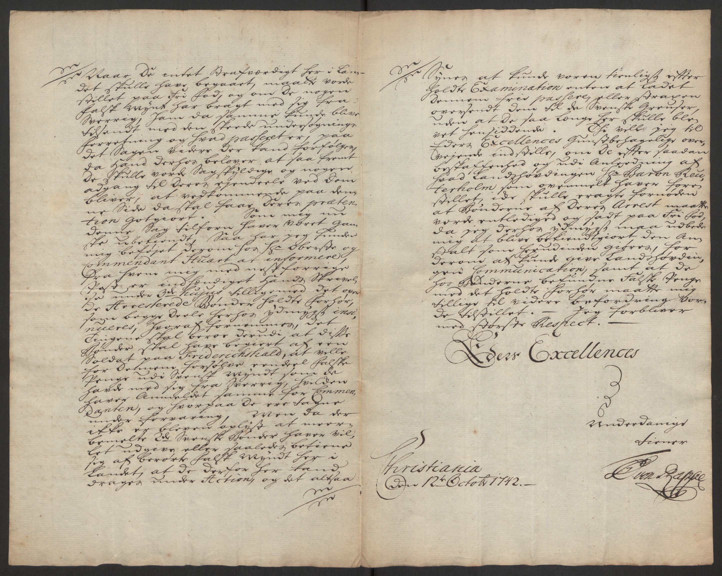 Kommanderende general (KG I) med Det norske krigsdirektorium, AV/RA-EA-5419/D/L0062: Stattholderens, stiftamtmenns og amtmenns brev, 1741-1745, p. 126