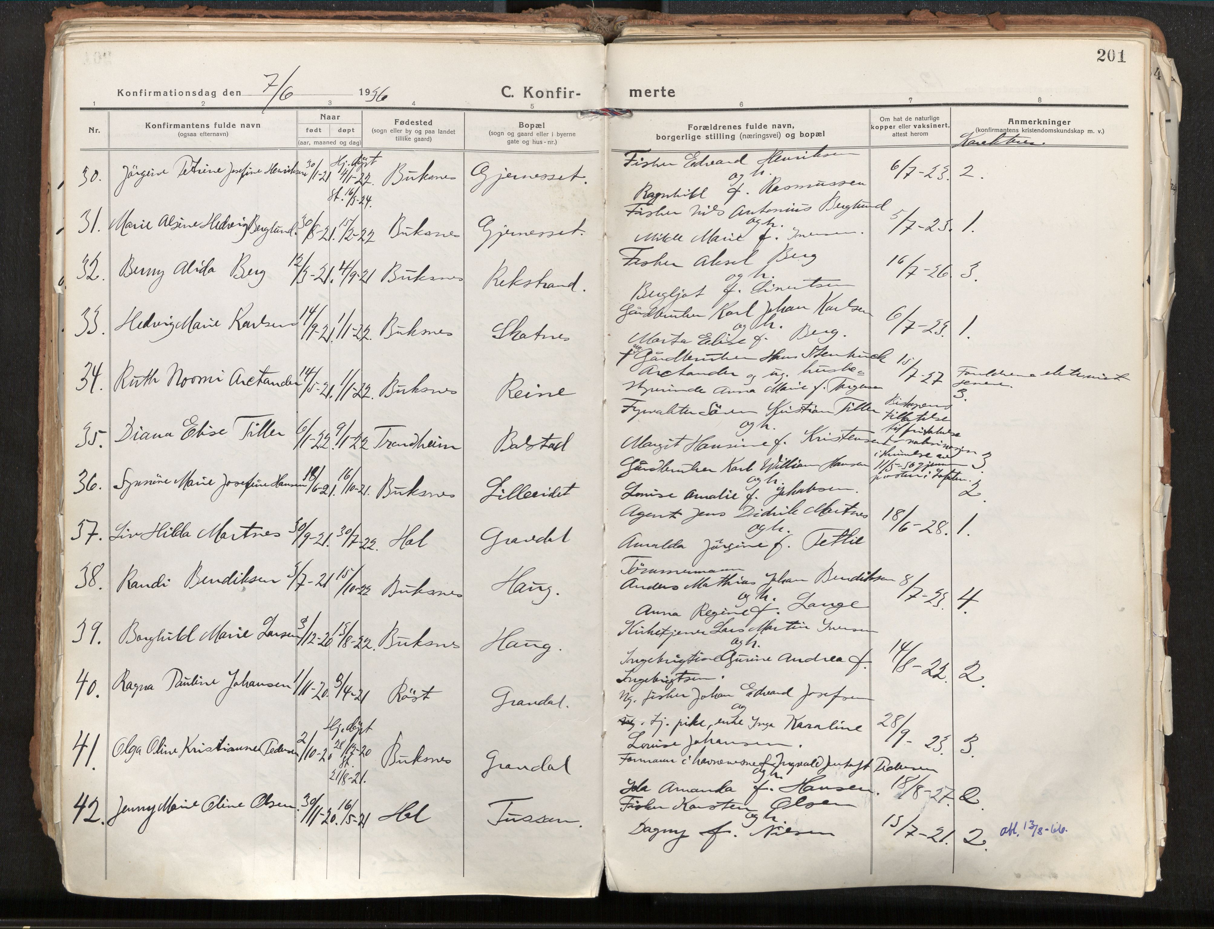 Ministerialprotokoller, klokkerbøker og fødselsregistre - Nordland, SAT/A-1459/881/L1160: Parish register (official) no. 881A13, 1919-1937, p. 201