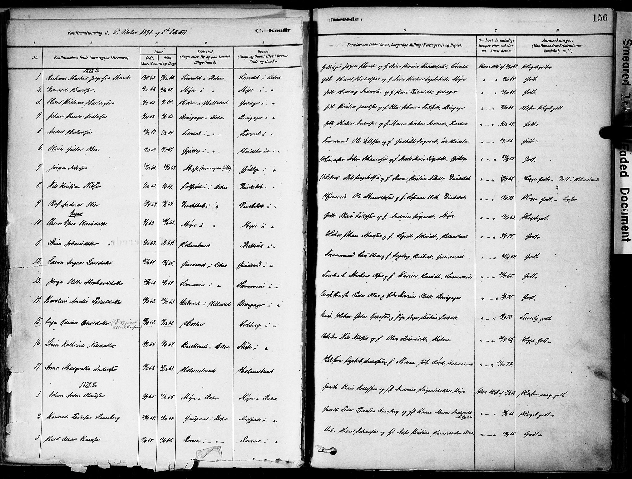 Botne kirkebøker, SAKO/A-340/F/Fa/L0007: Parish register (official) no. I 7, 1878-1910, p. 156
