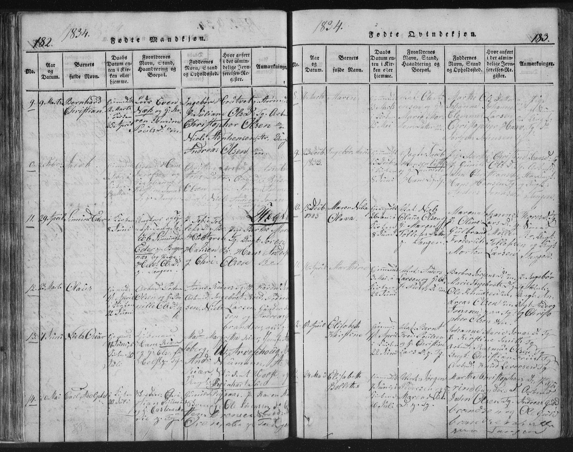 Strømsø kirkebøker, AV/SAKO-A-246/F/Fb/L0004: Parish register (official) no. II 4, 1814-1843, p. 182-183