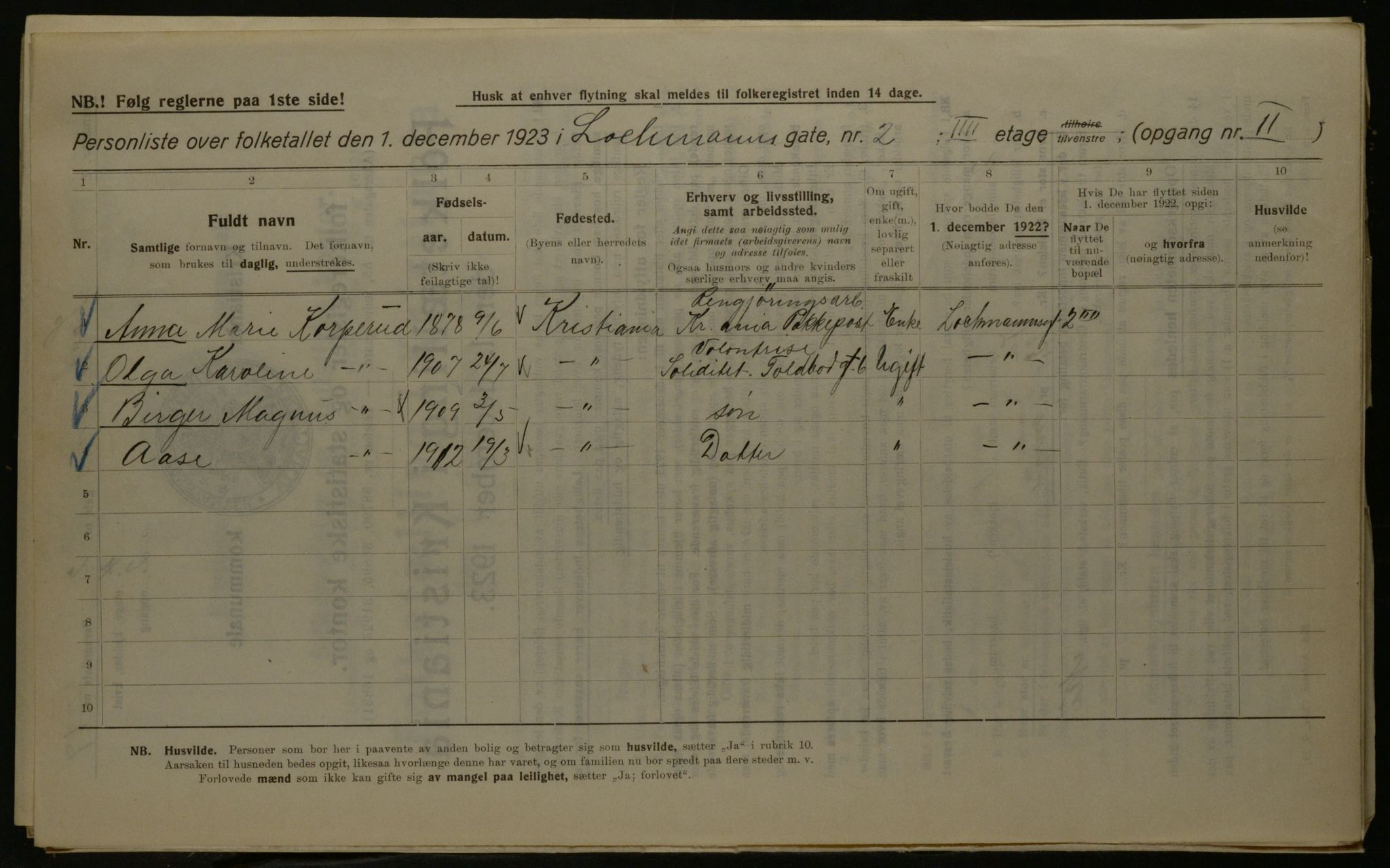 OBA, Municipal Census 1923 for Kristiania, 1923, p. 64751