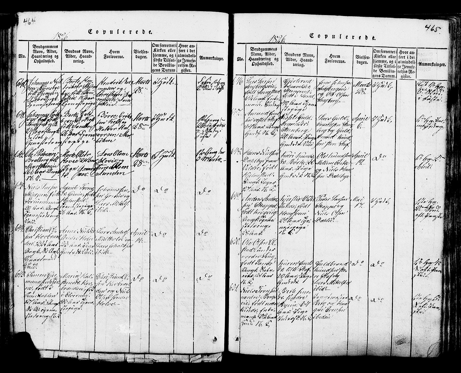 Ringsaker prestekontor, AV/SAH-PREST-014/K/Ka/L0005: Parish register (official) no. 5, 1814-1826, p. 464-465