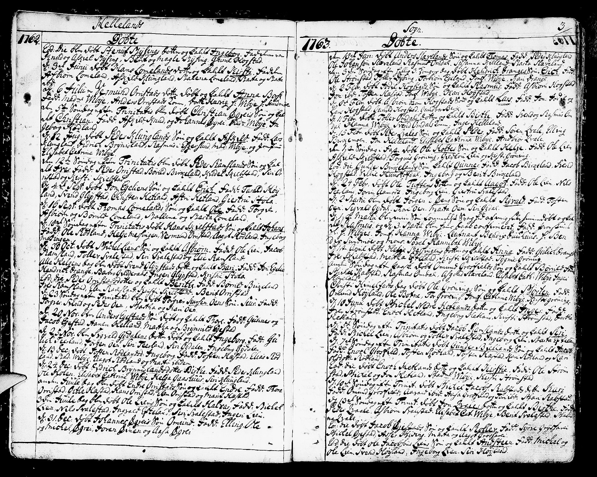 Helleland sokneprestkontor, SAST/A-101810: Parish register (official) no. A 2 /1, 1762-1791, p. 3