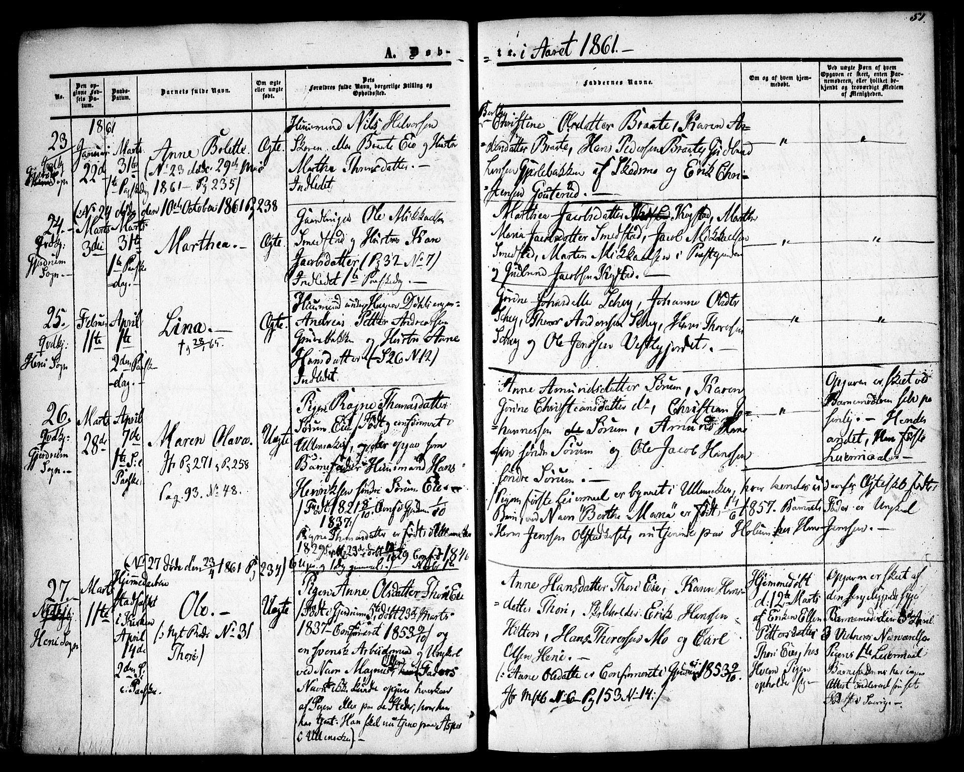 Gjerdrum prestekontor Kirkebøker, AV/SAO-A-10412b/F/Fa/L0007: Parish register (official) no. I 7, 1857-1866, p. 51