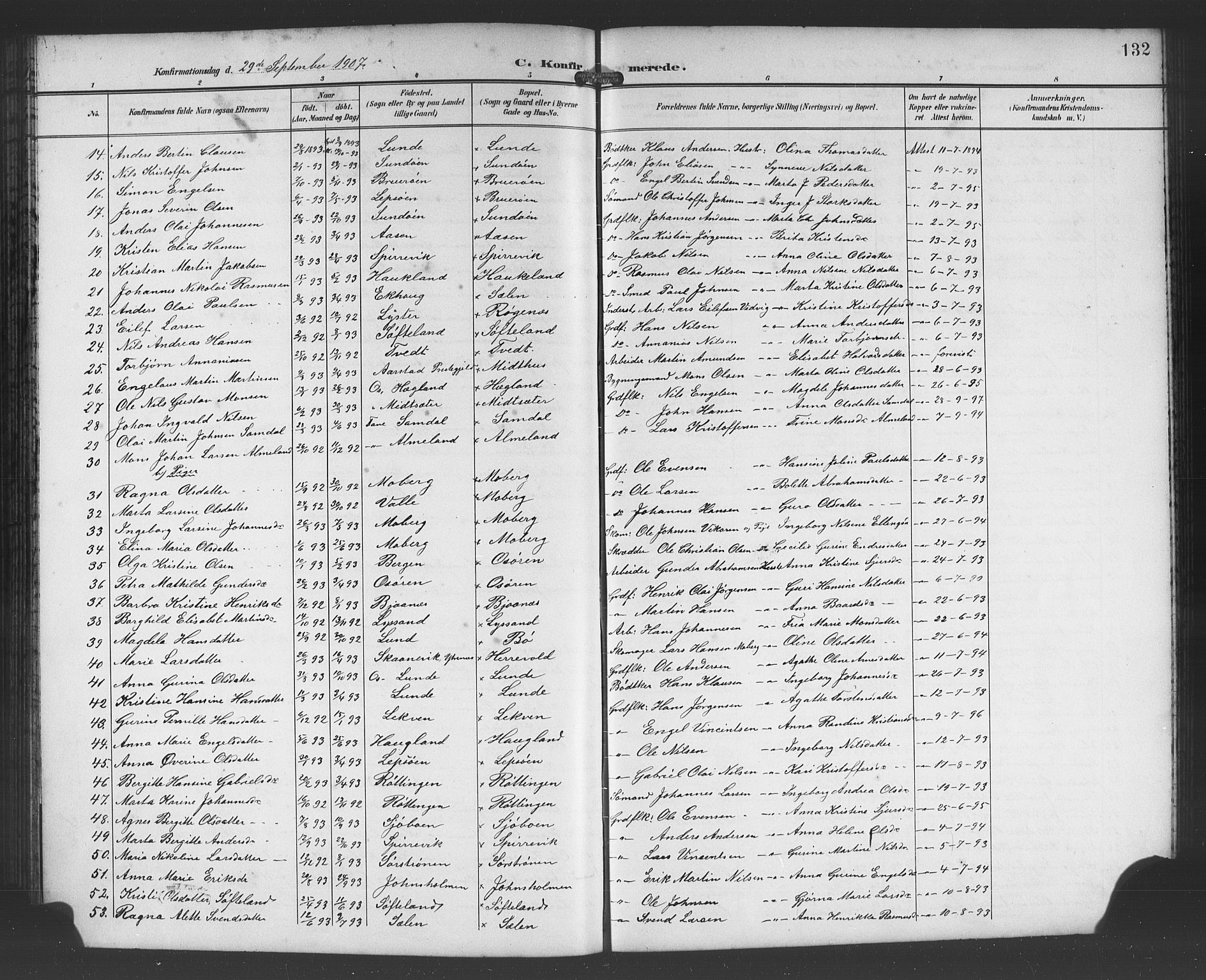 Os sokneprestembete, SAB/A-99929: Parish register (copy) no. A 3, 1897-1913, p. 132