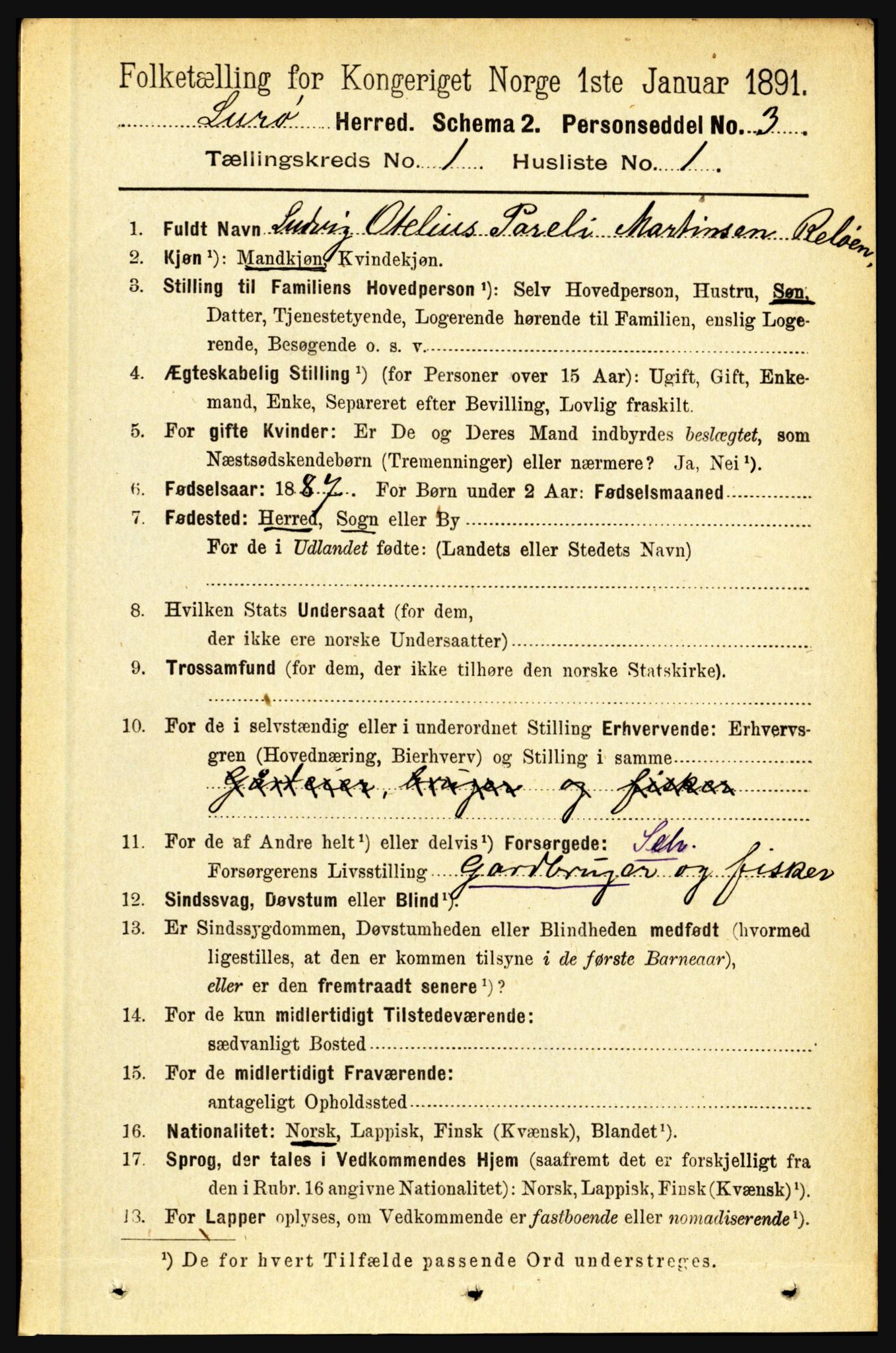 RA, 1891 census for 1834 Lurøy, 1891, p. 106