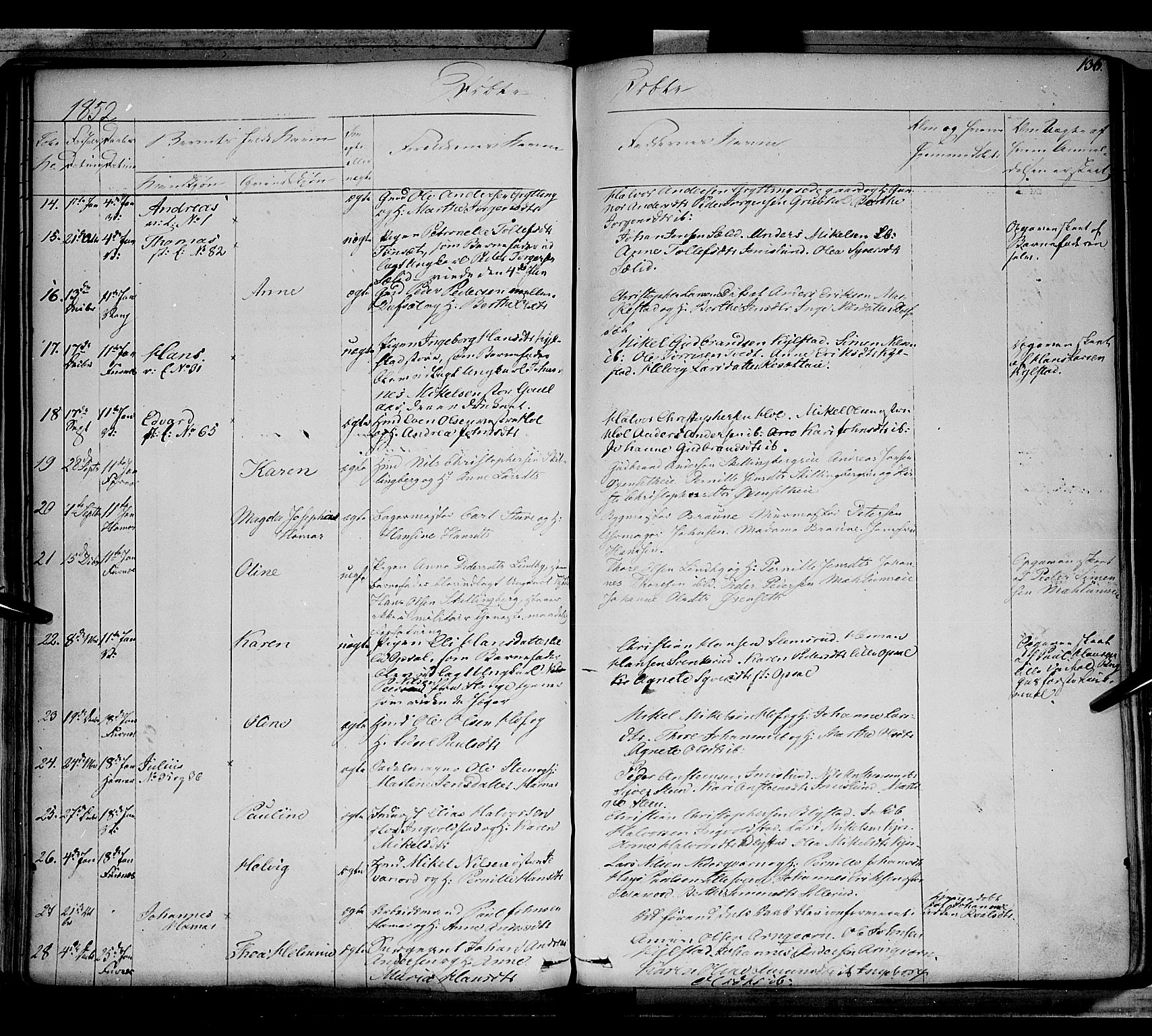 Vang prestekontor, Hedmark, AV/SAH-PREST-008/H/Ha/Haa/L0010: Parish register (official) no. 10, 1841-1855, p. 136